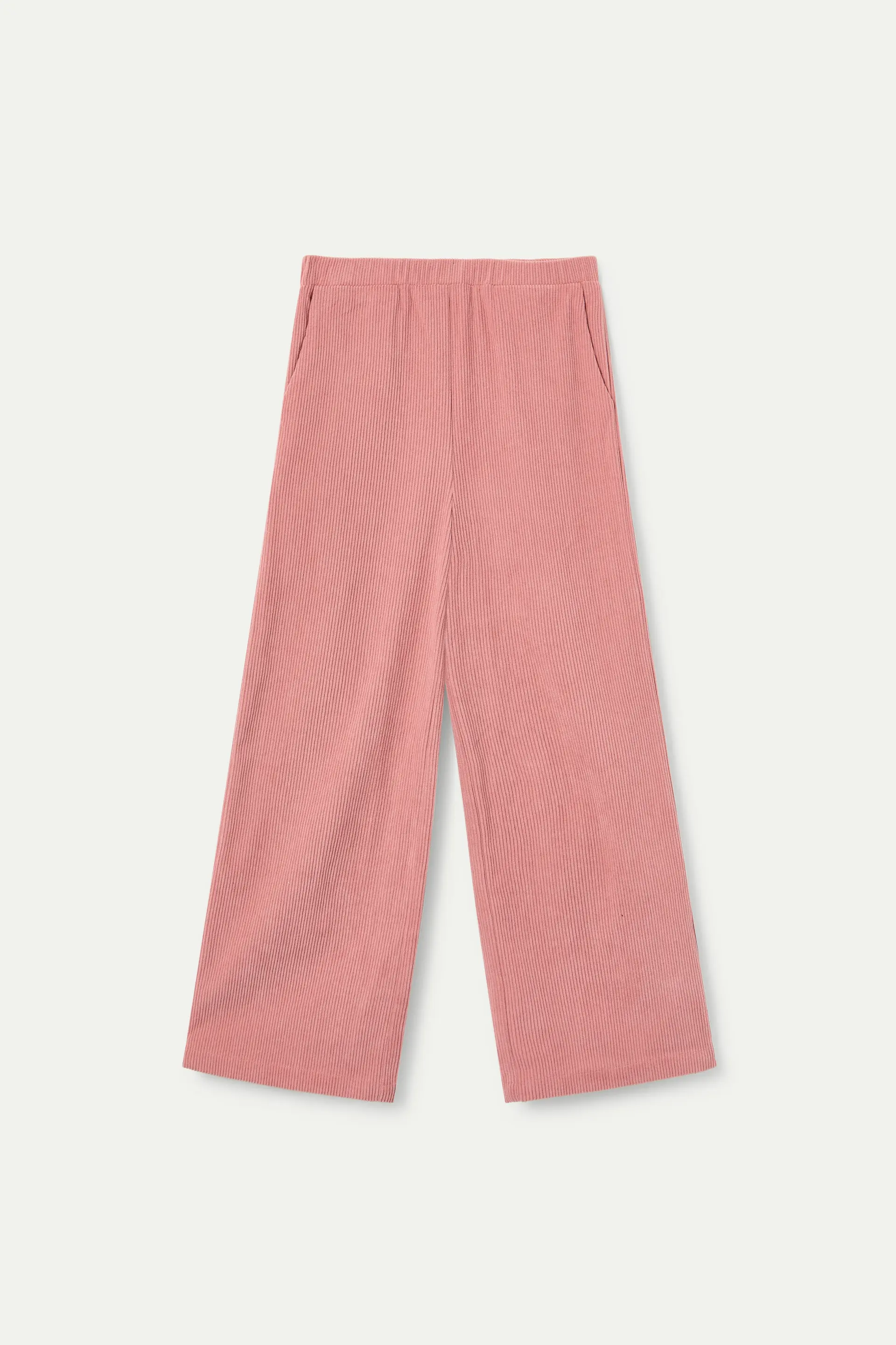 Pantalón de niña de corte recto de pana rosa - Image 2