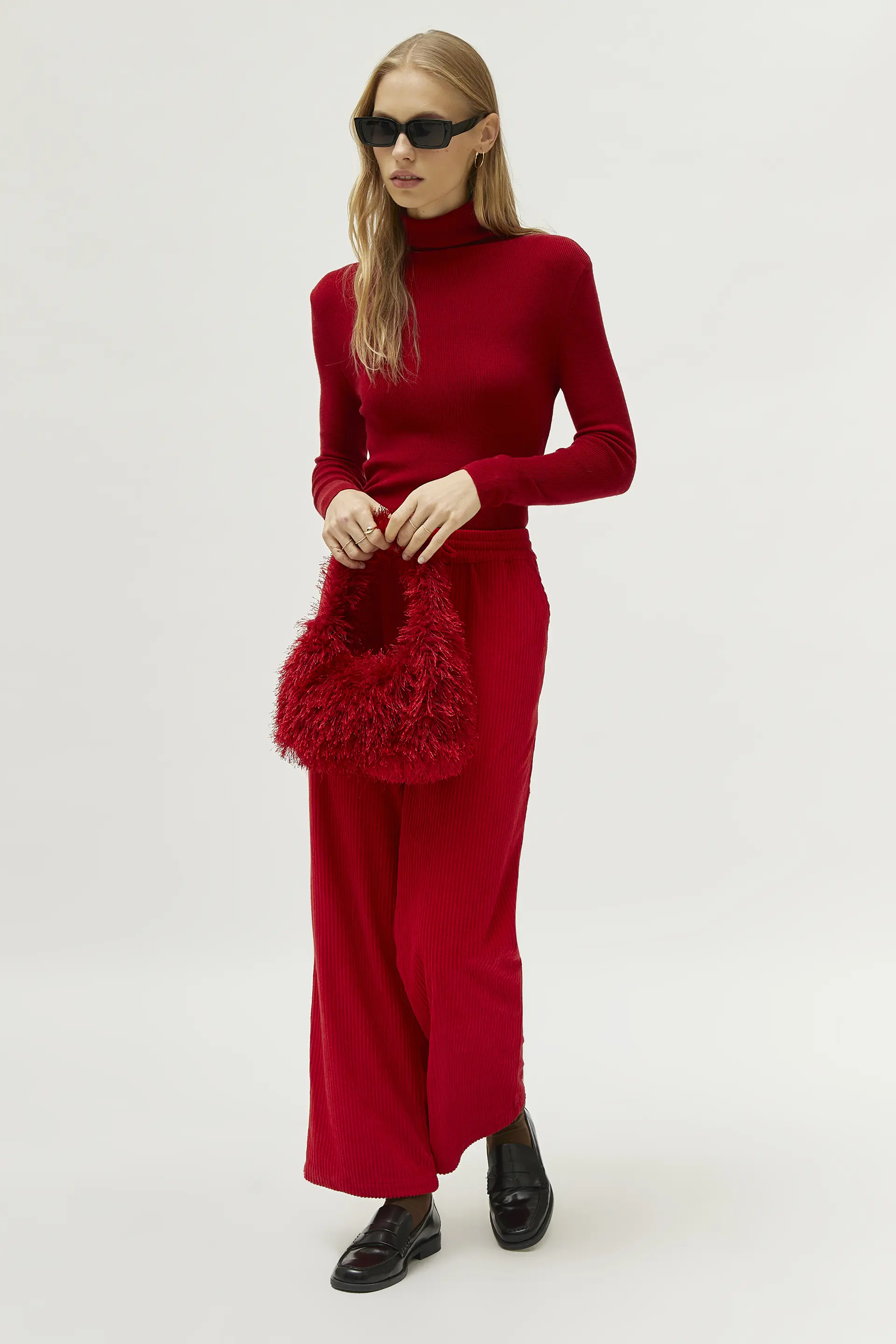 Pantalón de pana cintura elástica rojo - Image 3
