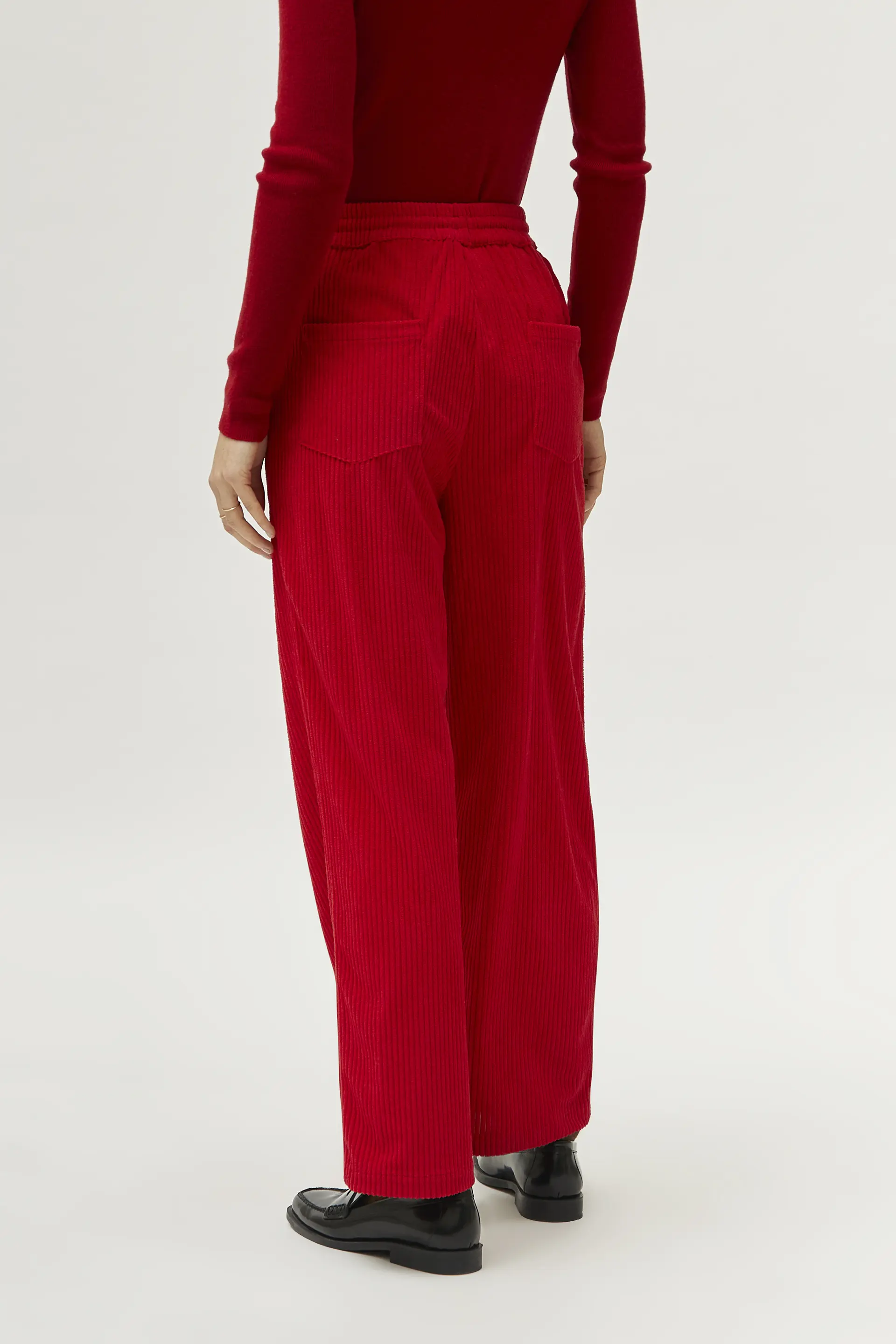 Pantalón de pana cintura elástica rojo - Image 5