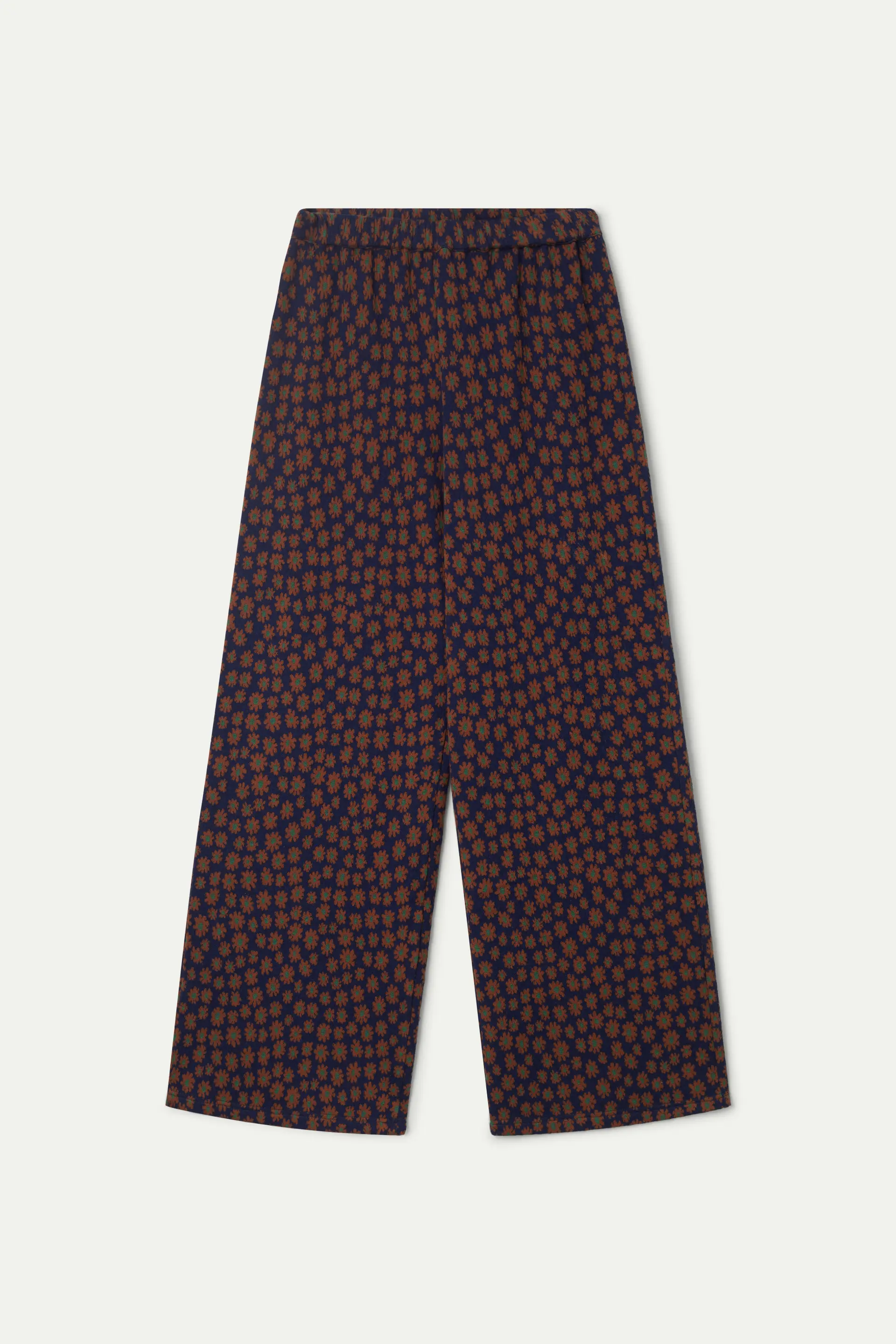 Pantalón de punto jacquard con estampado floral azul - Image 2