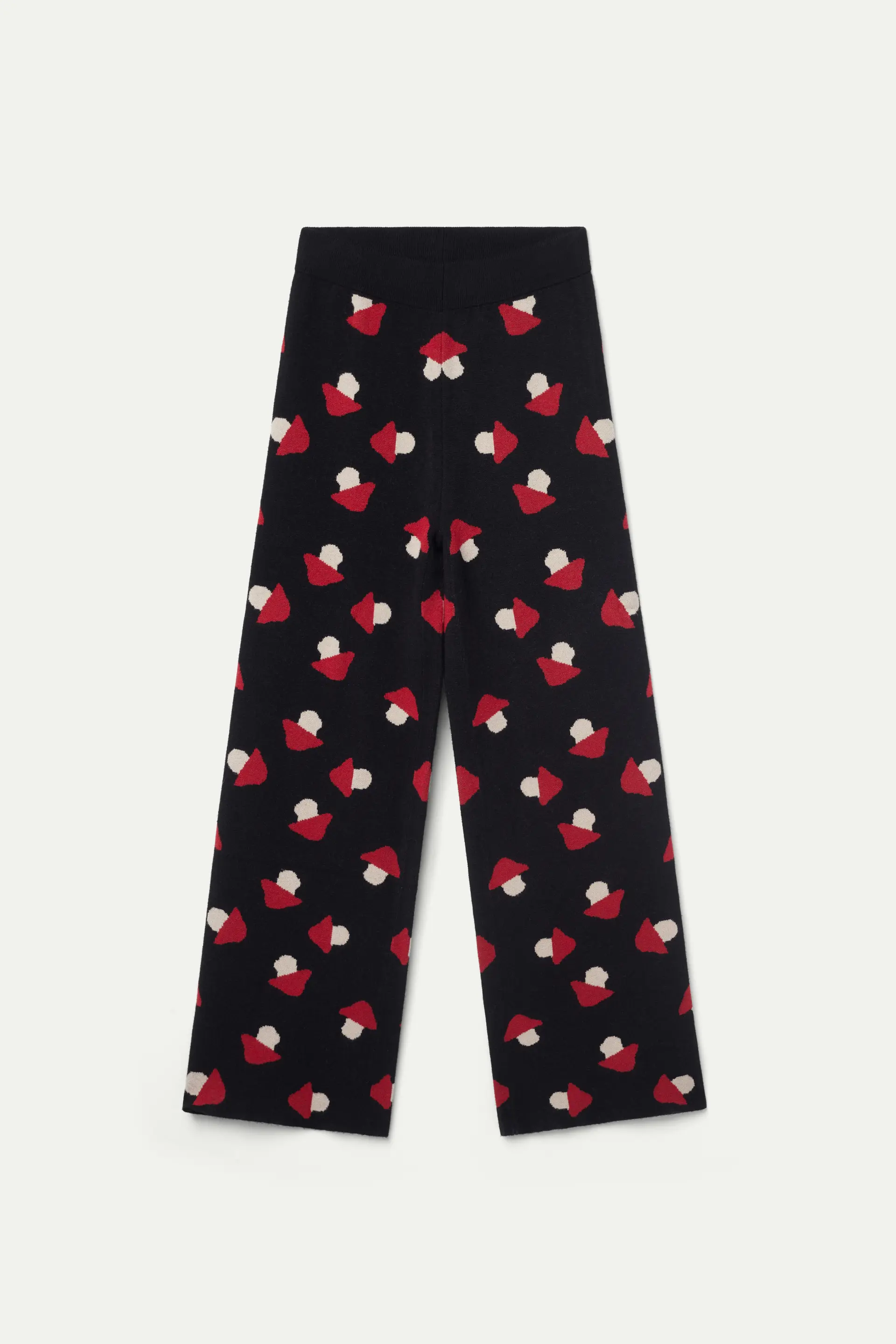Pantalón de punto jacquard estampado de setas negro - Image 2