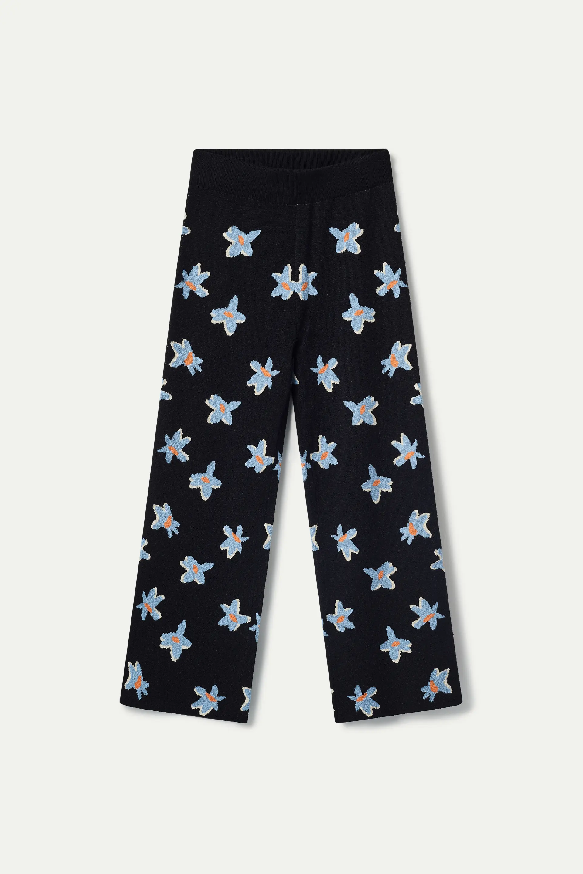Pantalón de punto jacquard estampado floral Calatea negro - Image 2