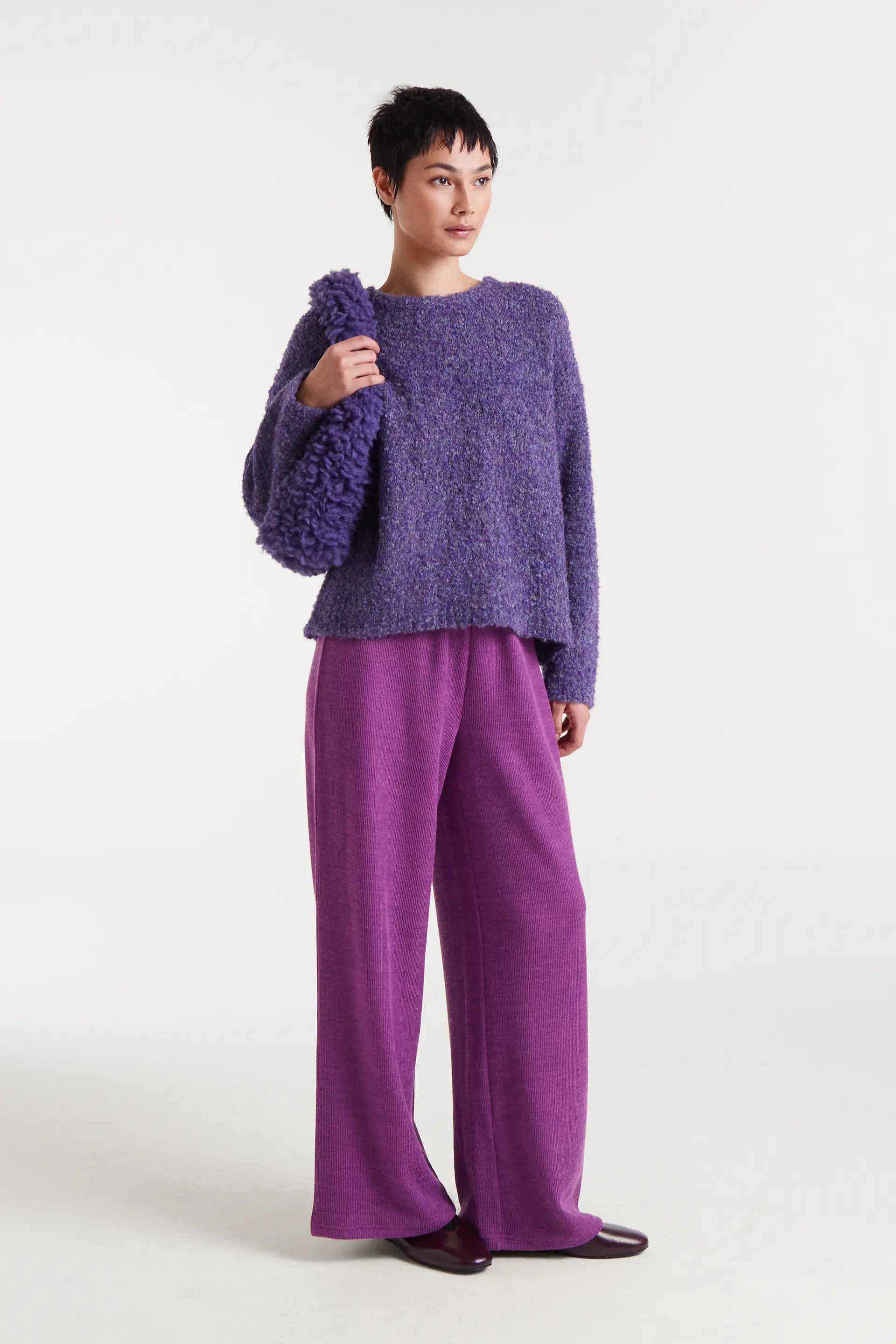 Pantalón punto canalé magenta - Image 5