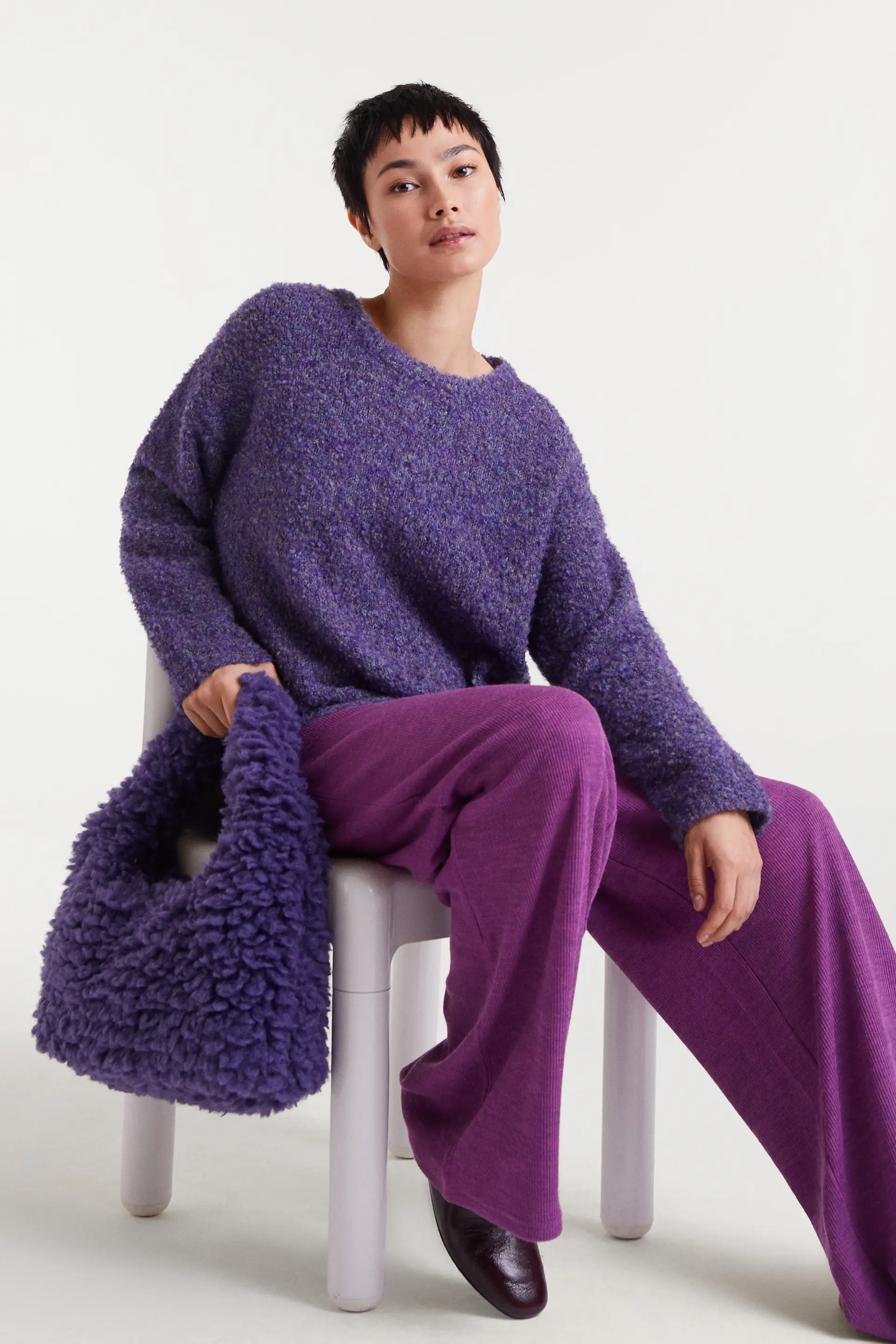 Pantalón punto canalé magenta - Image 6