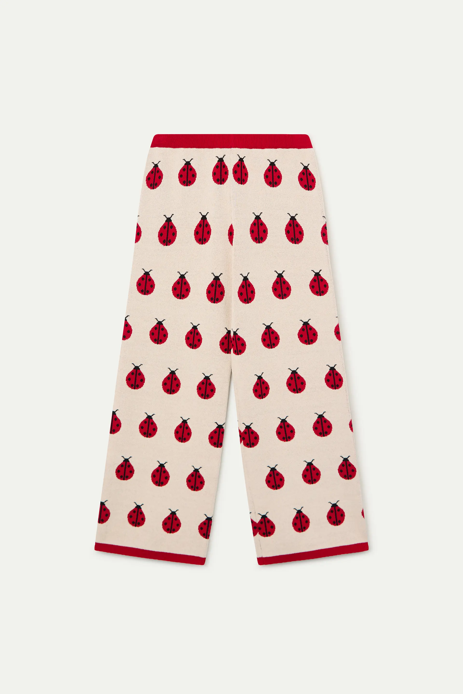 Pantalón punto jacquard de niña con estampado Red Coccinella - Image 2