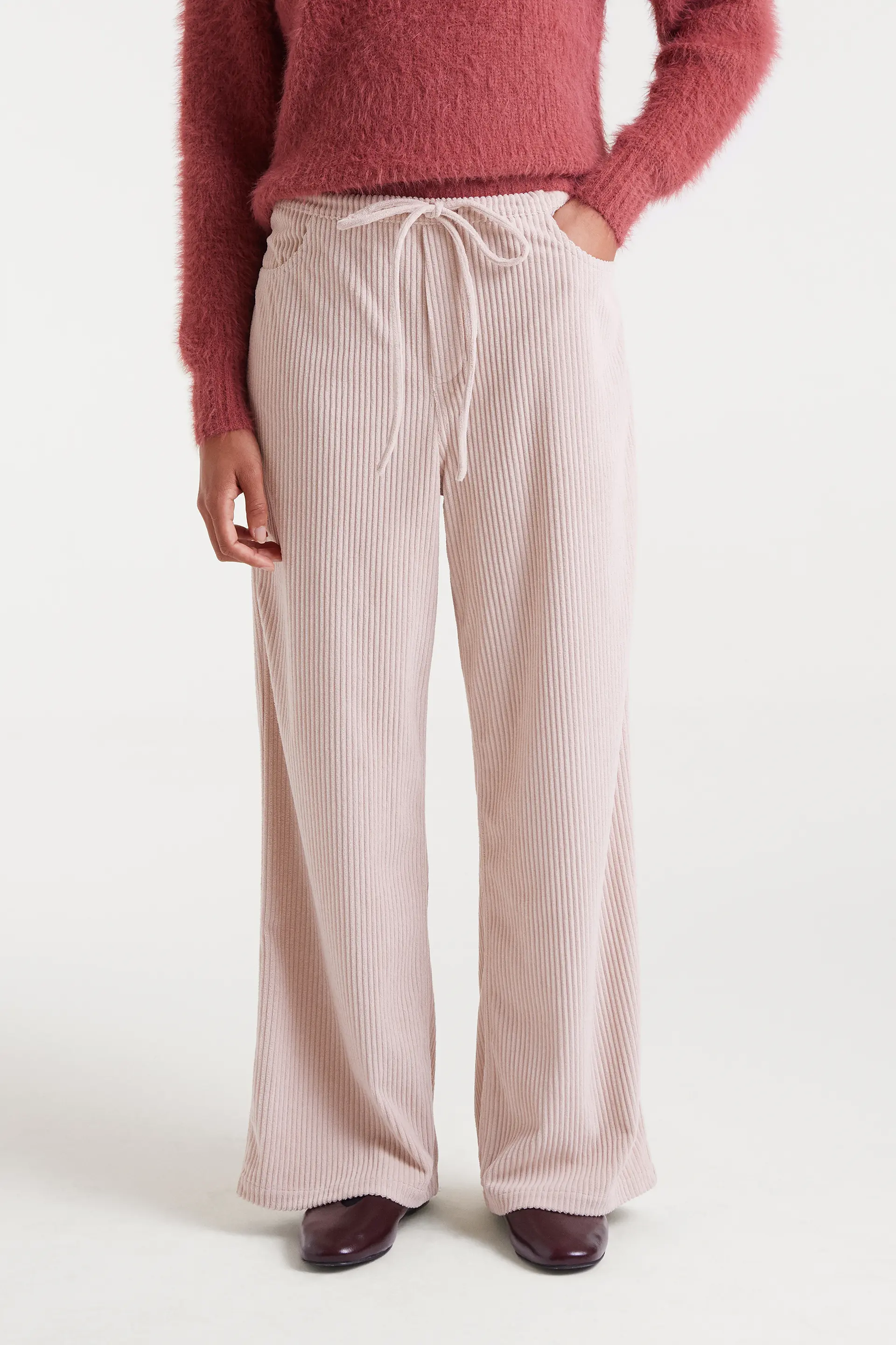 Pantalón recto de pana blanca