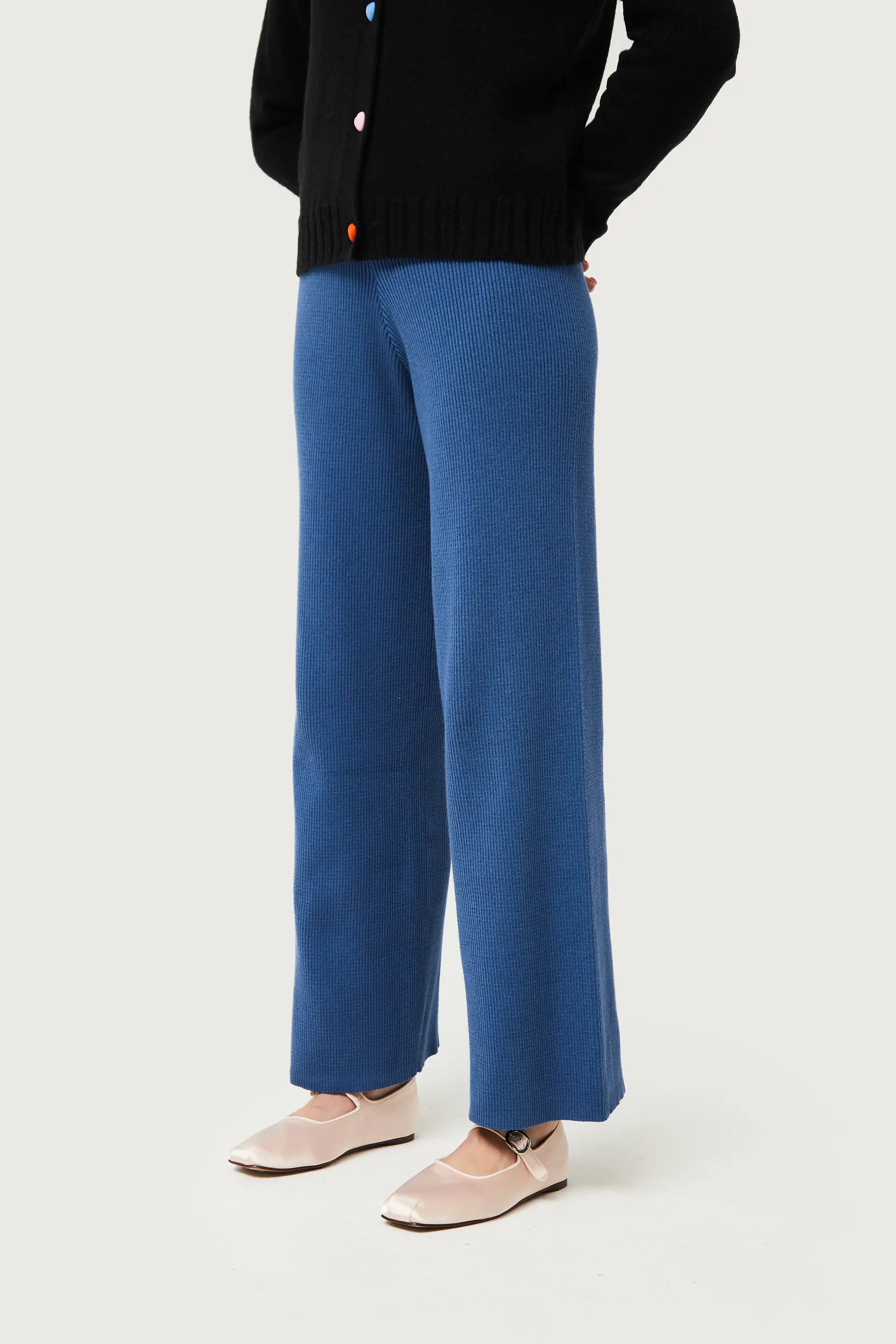 Pantalón recto de punto azul - Image 4