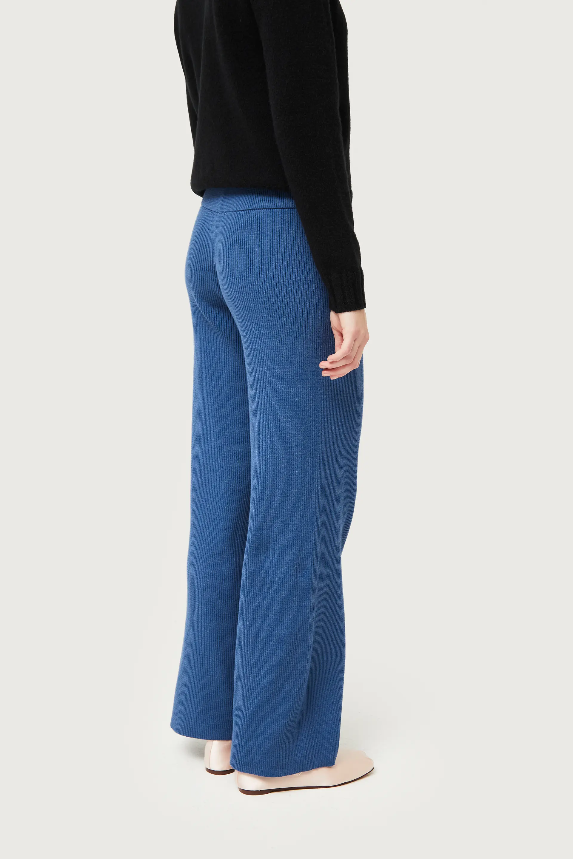 Pantalón recto de punto azul - Image 5