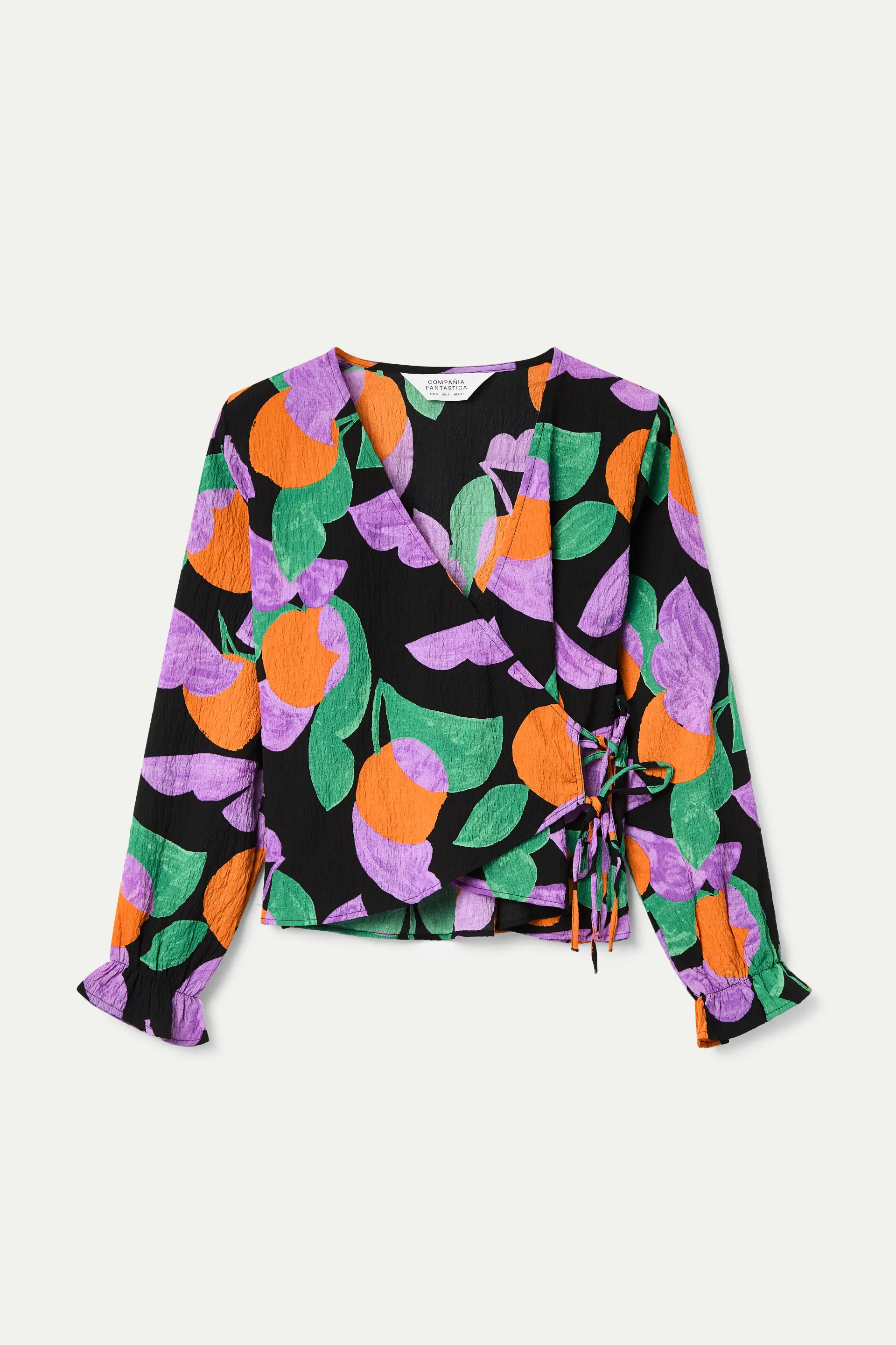 Top cuello pico con estampado Apricot - Image 2