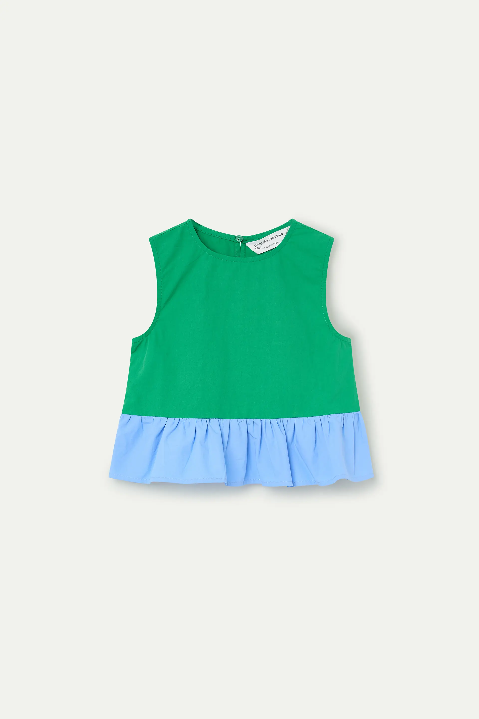 Top de niña 100% algodón bicolor verde y azul - Image 2