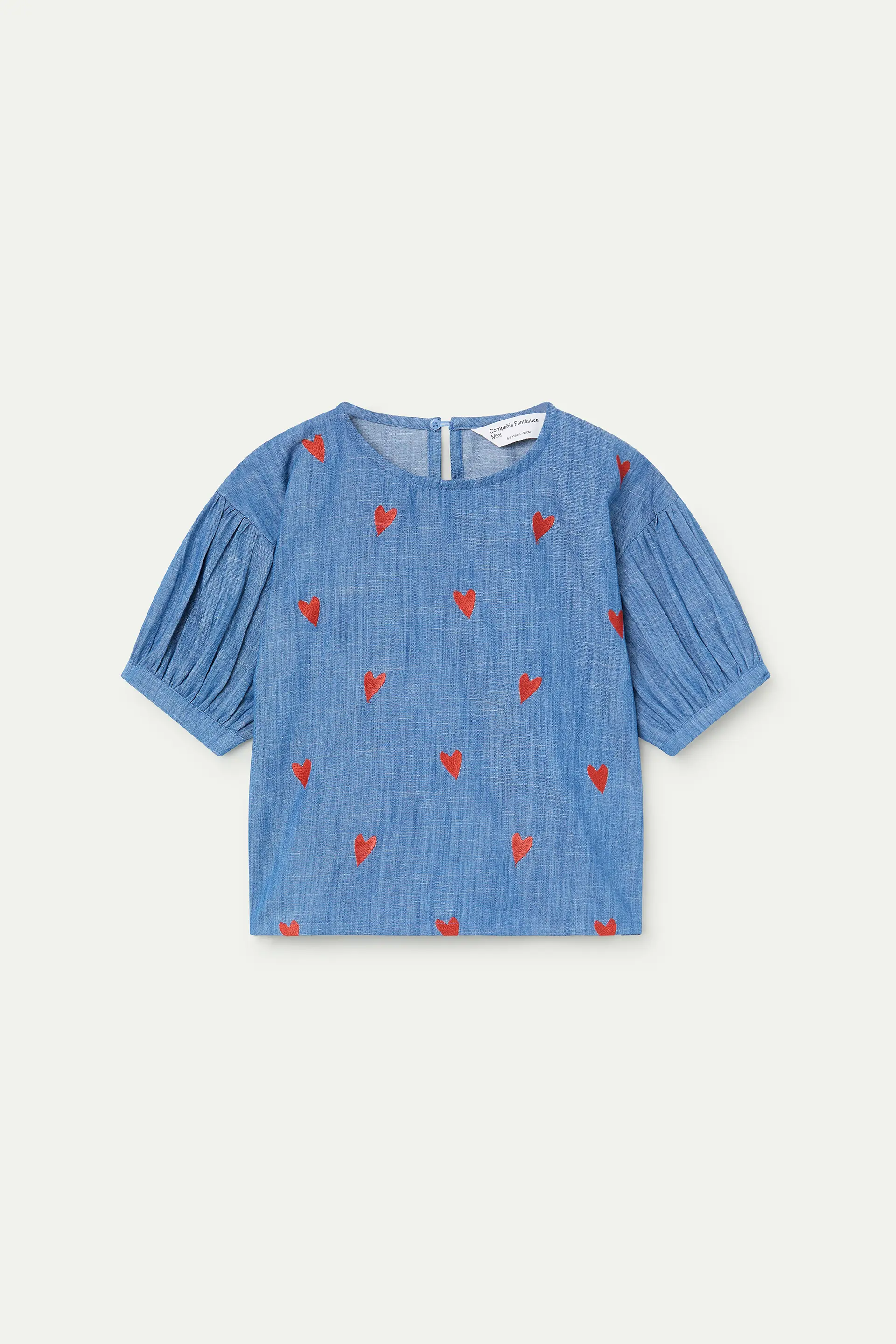Top de niña 100% algodón Chambray con corazones - Image 2
