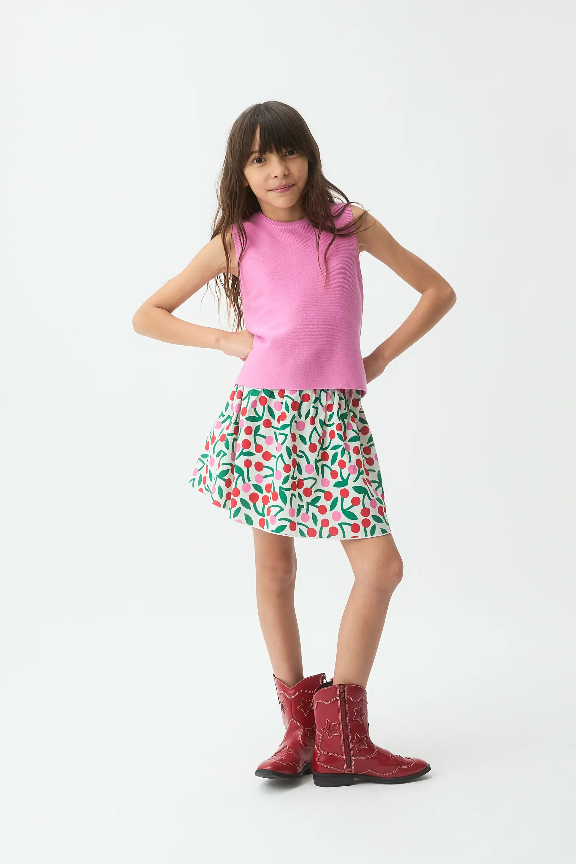 Top de niña punto rosado