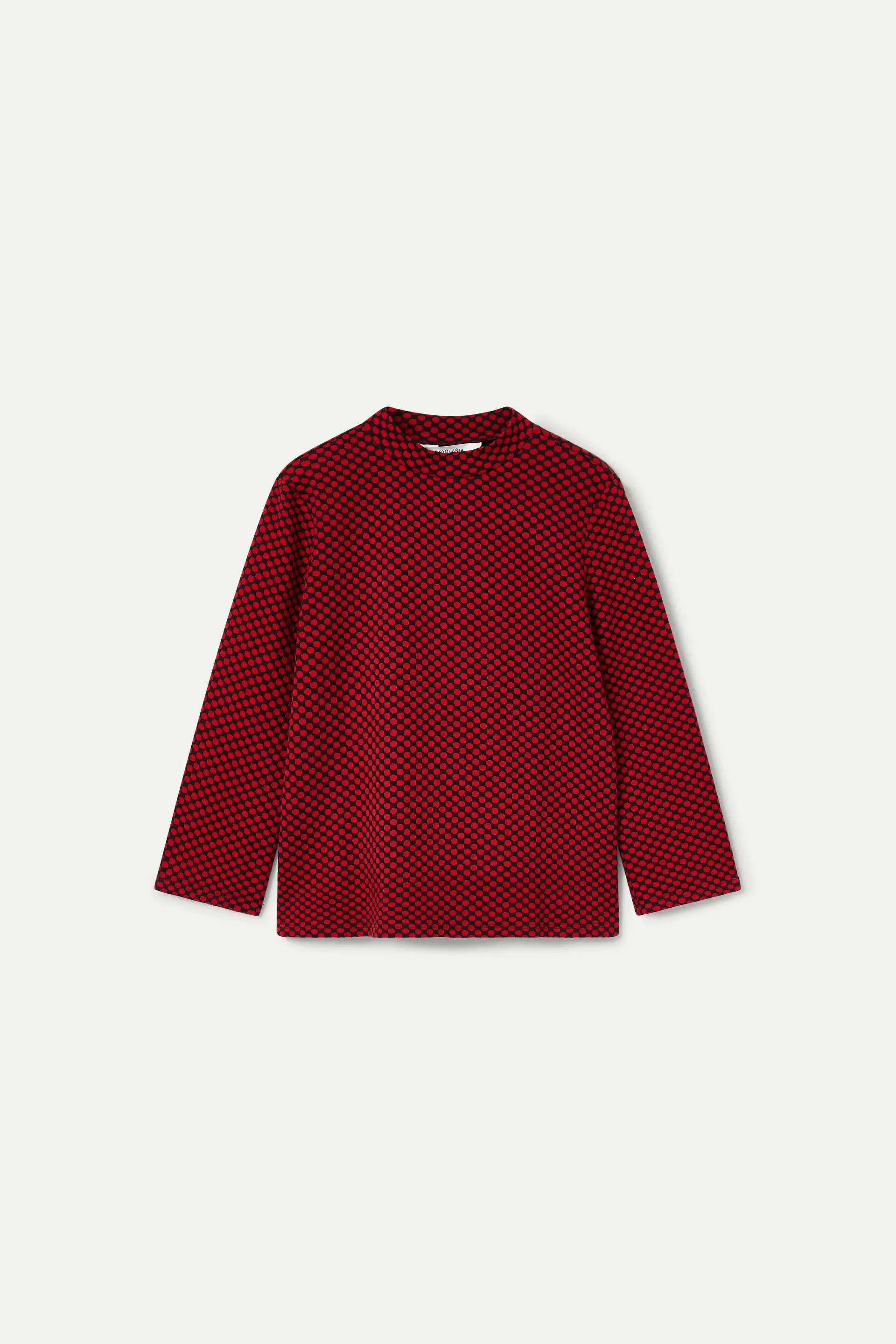 Top de punto estampado jacquard rojo - Image 2