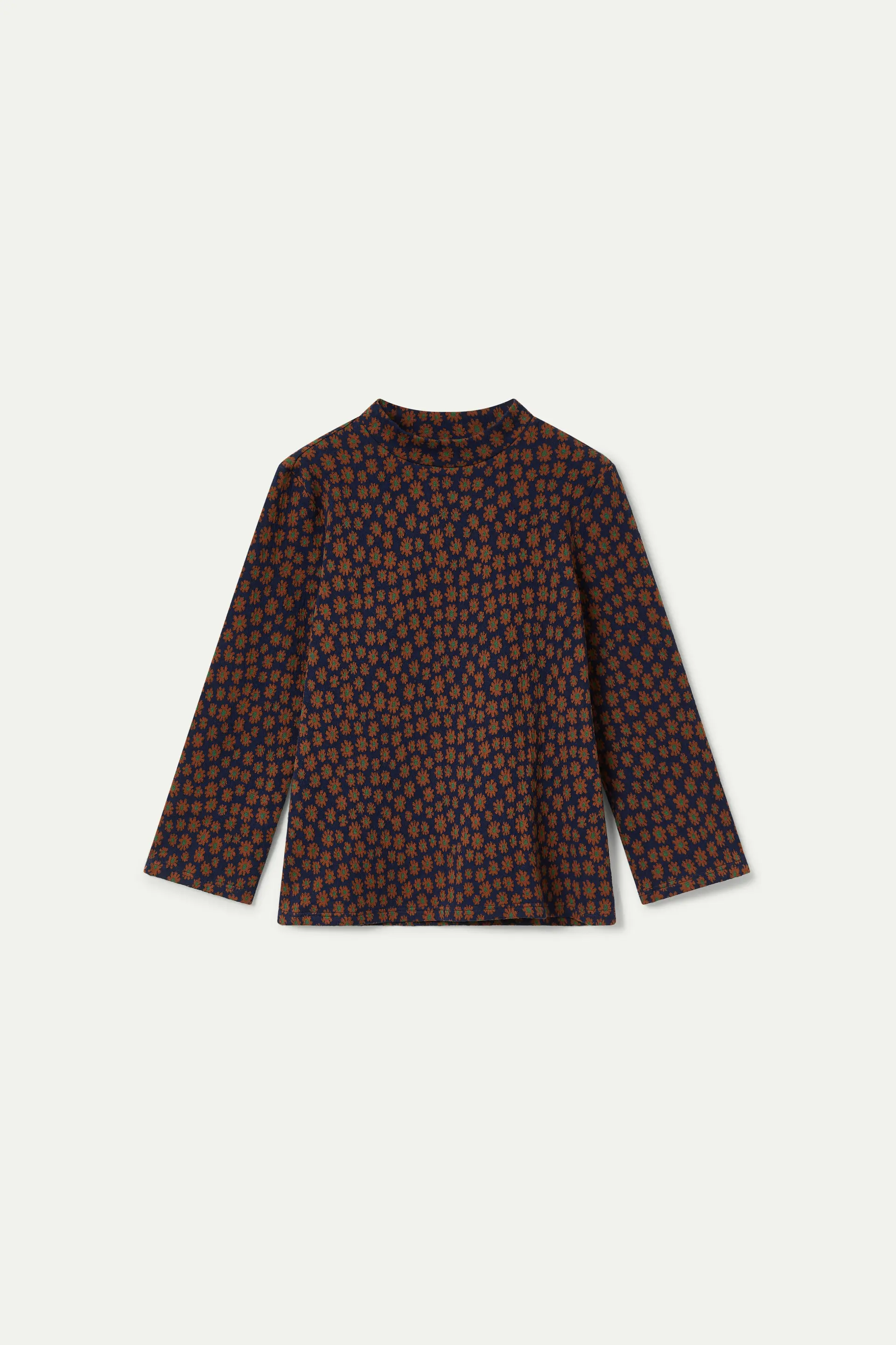 Top de punto jacquard con estampado floral azul - Image 2