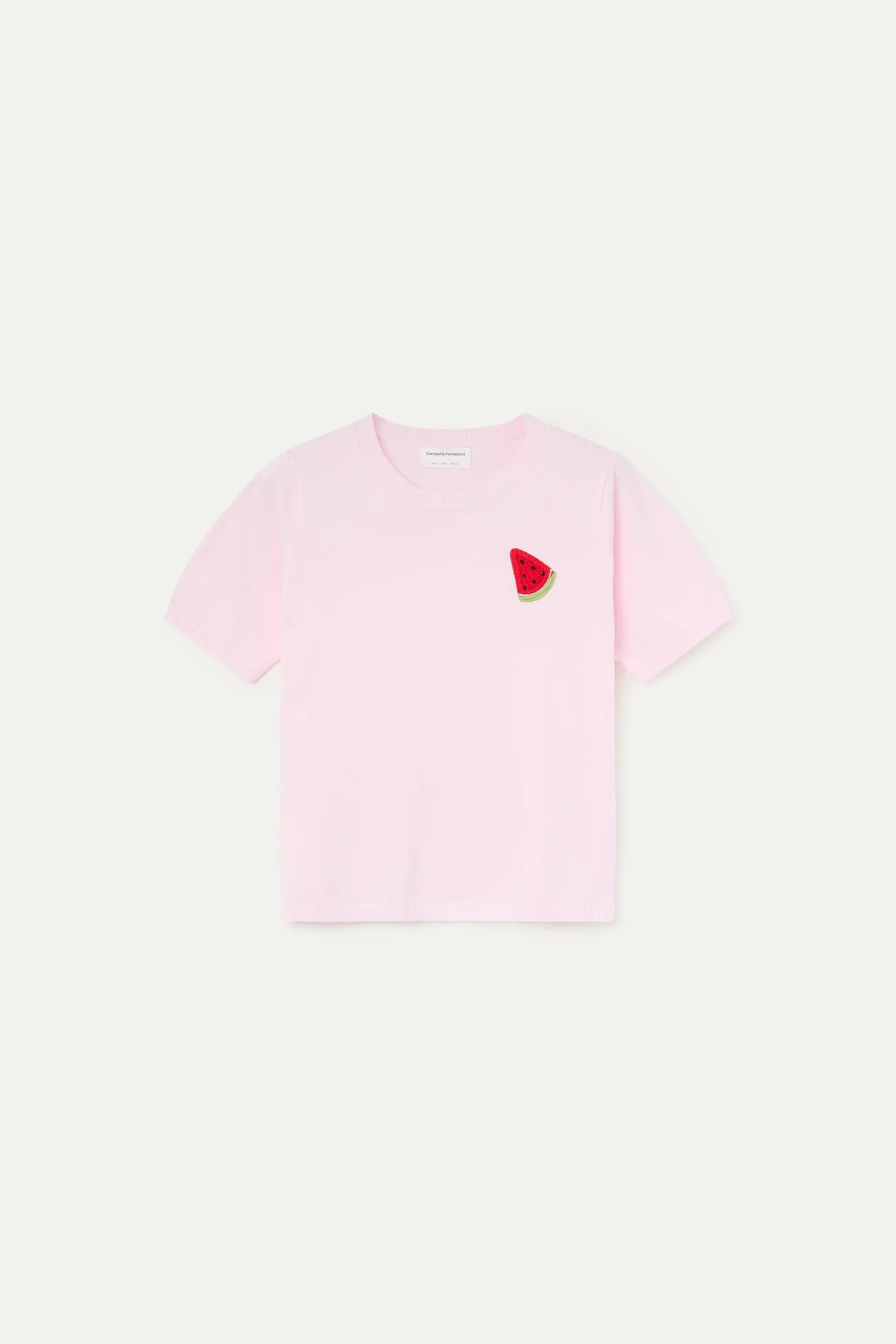 Top de punto rosa con bordado de sandía - Image 2