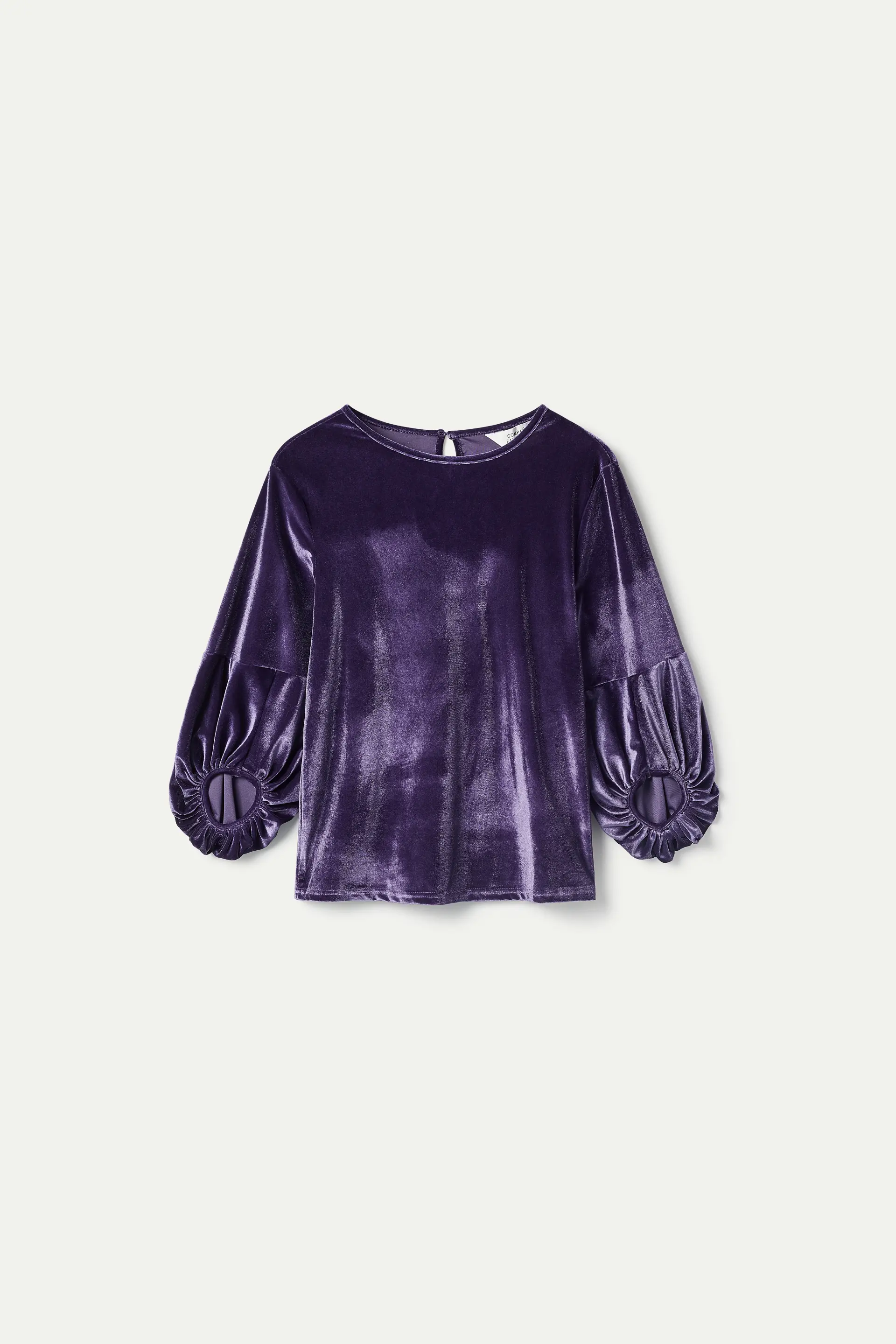 Top de terciopelo manga abullonada morado - Image 2