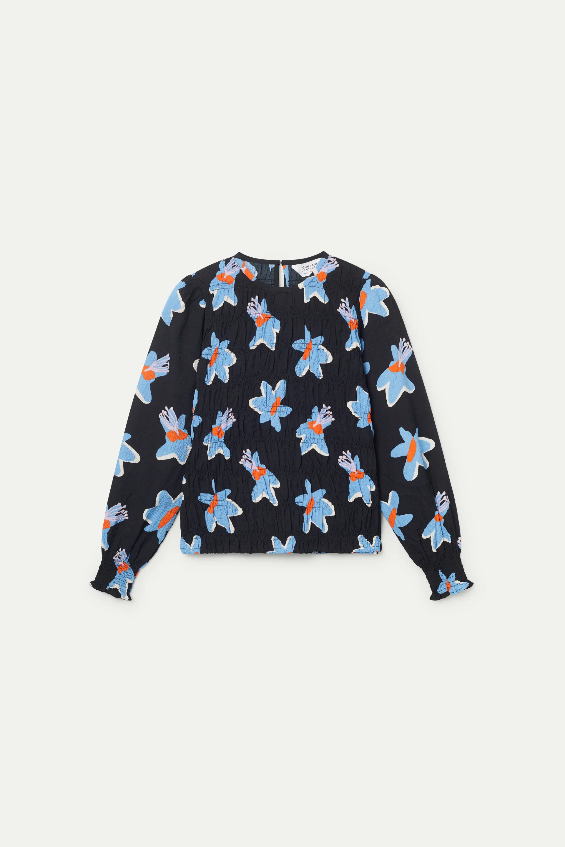 Top nido de abeja estampado floral Calatea negro - Image 2