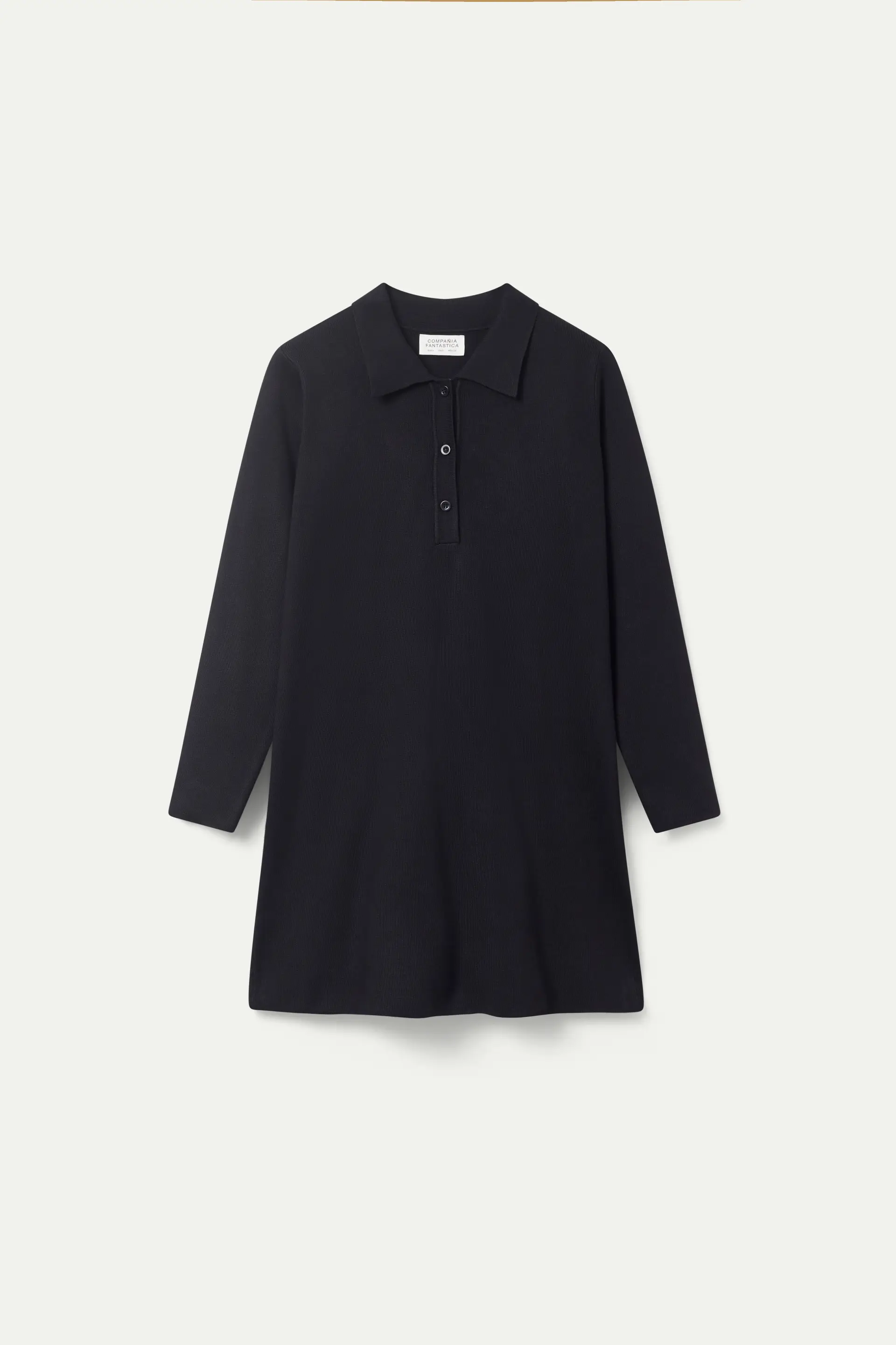 Vestido corto con cuello polo negro - Image 2