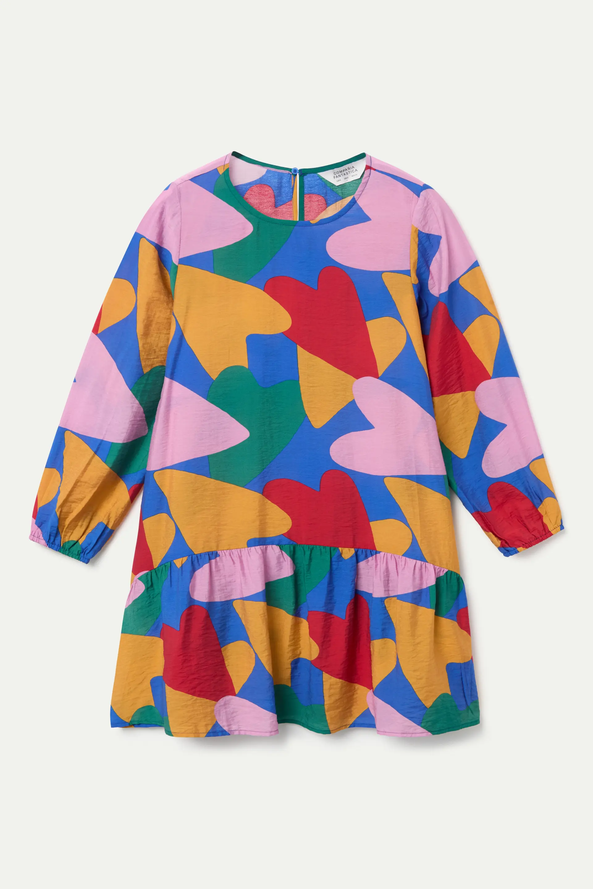 Vestido corto crepé ligero con estampado Cupido - Image 2