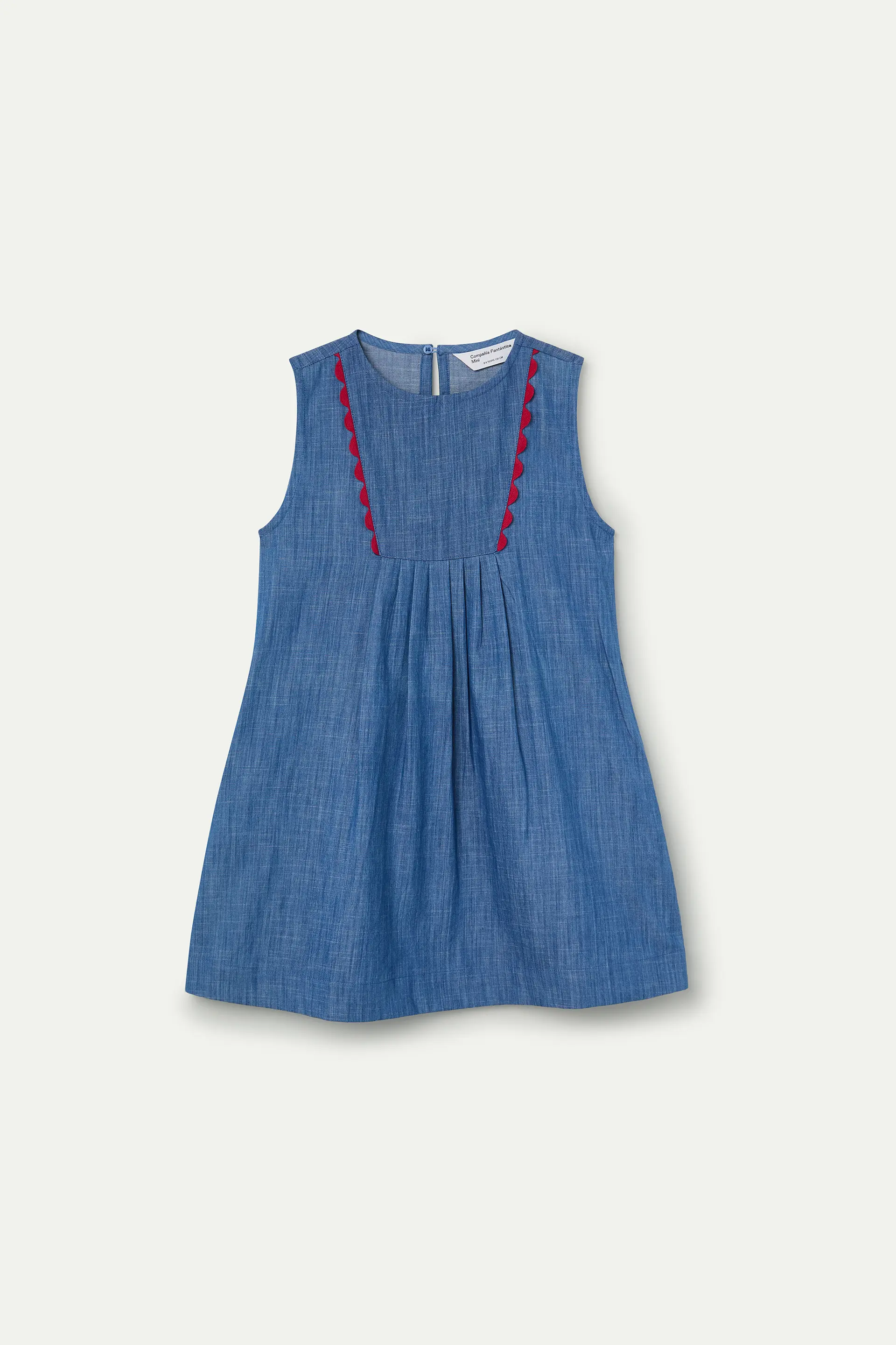 Vestido corto de niña 100% algodón Chambray - Image 2