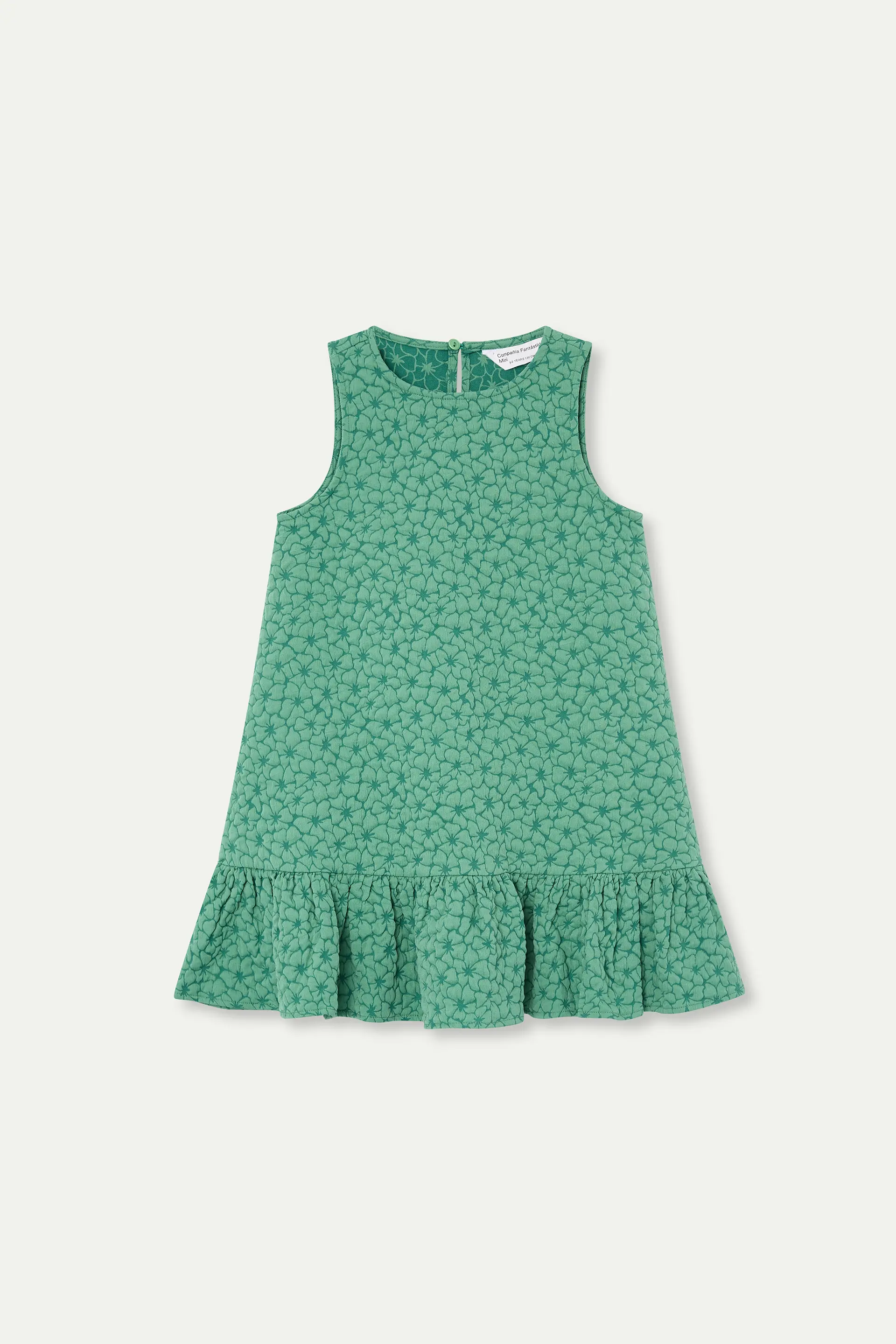 Vestido corto de niña con estampado floral verde - Image 2