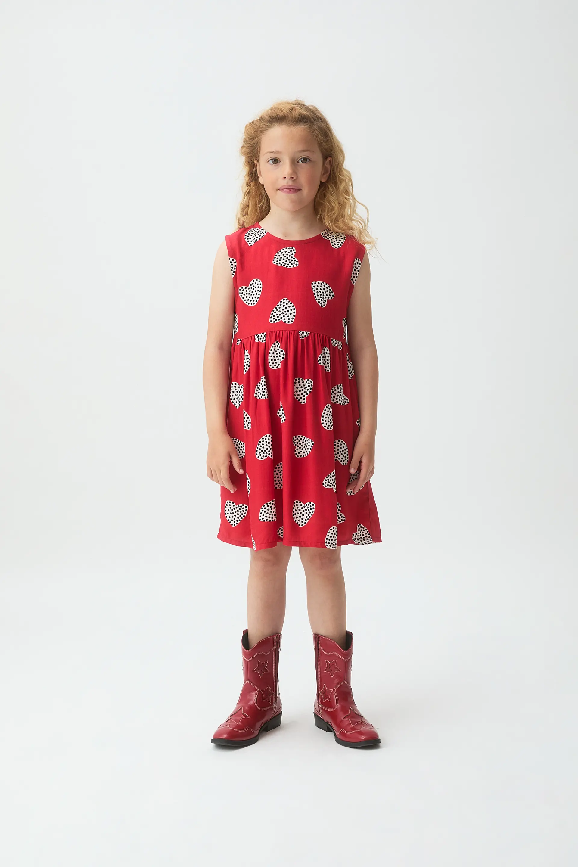 Vestido corto de niña con estampado Harmony Red