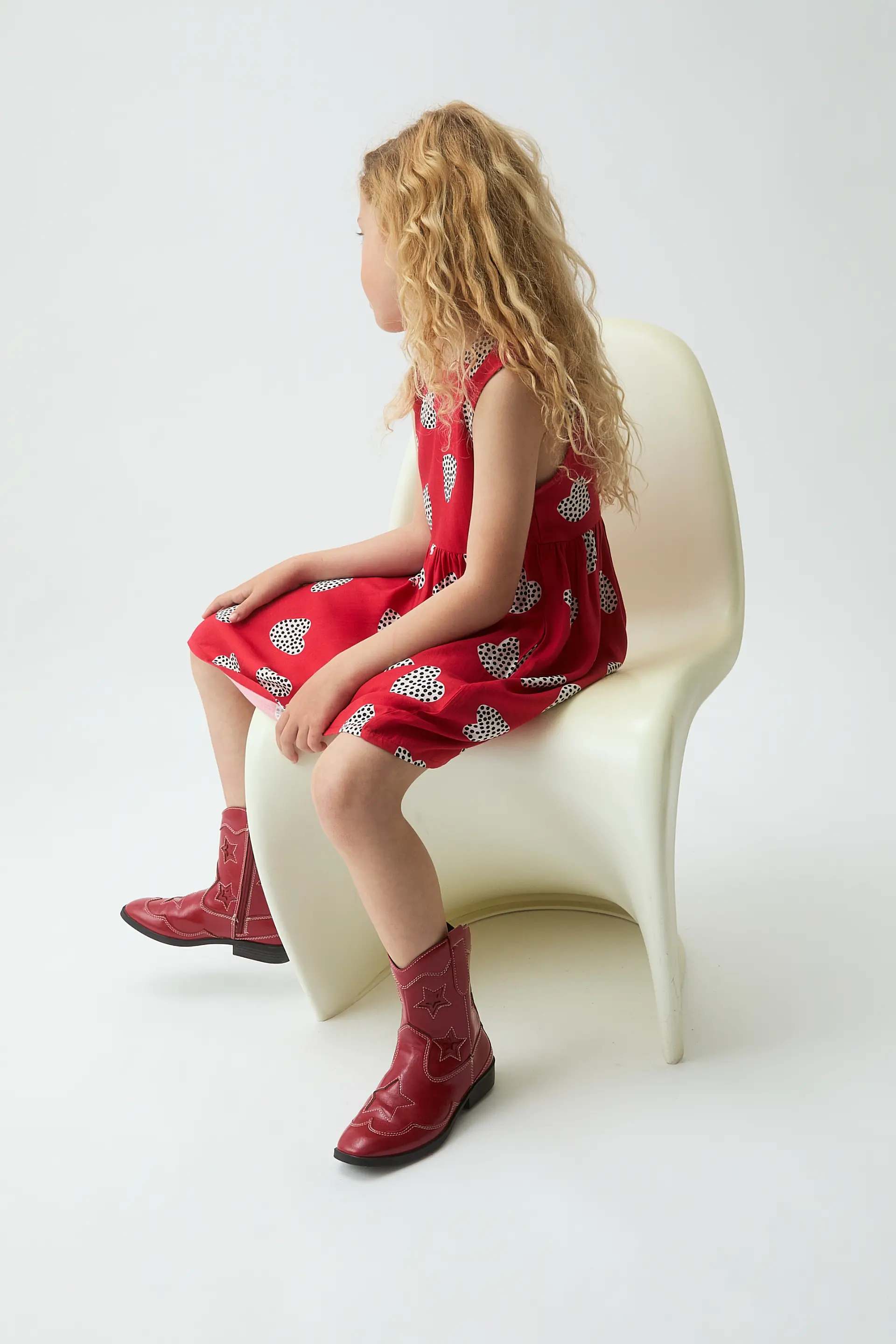 Vestido corto de niña con estampado Harmony Red - Image 4
