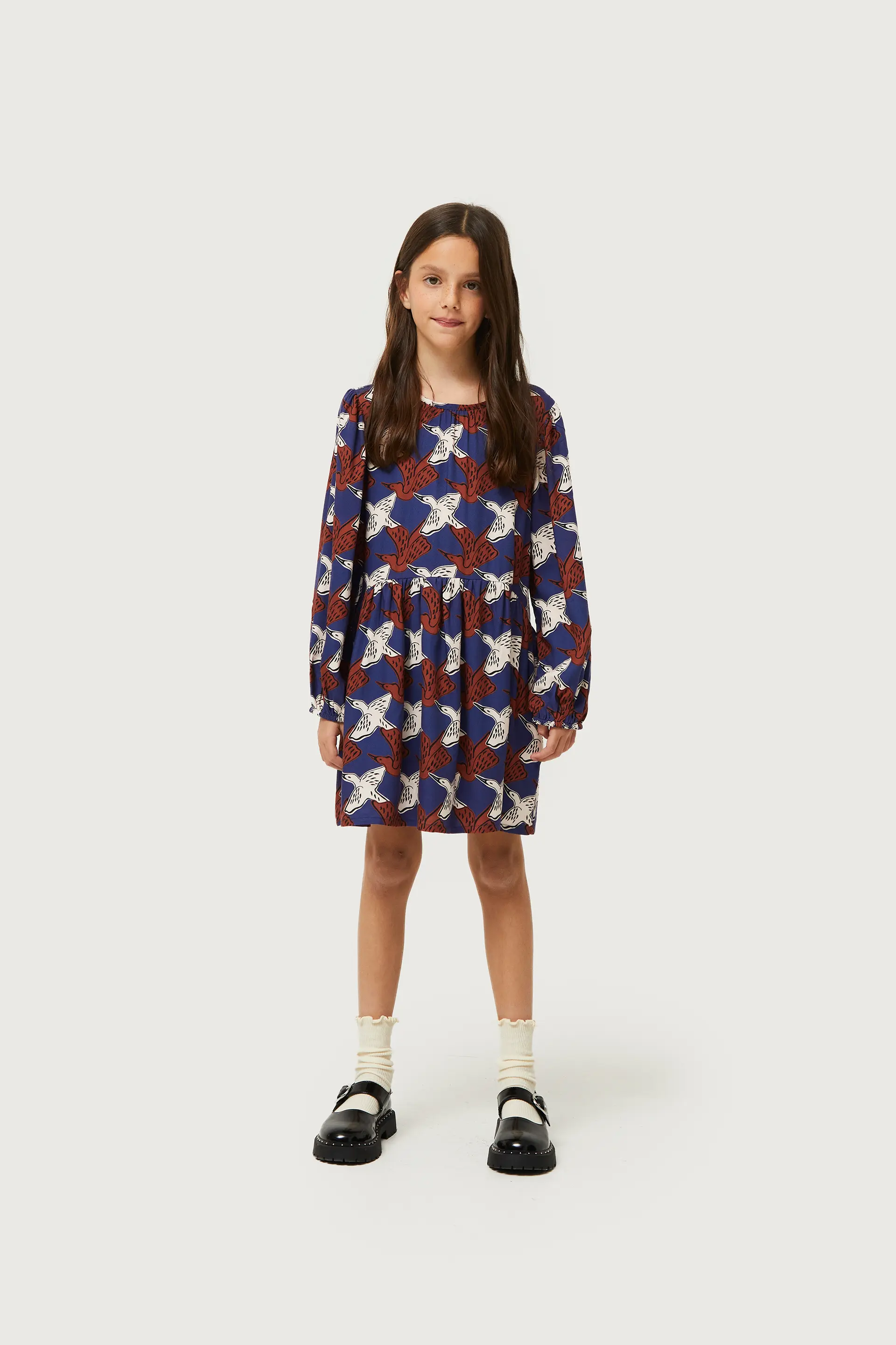 Vestido corto de niña estampado de animales Garza