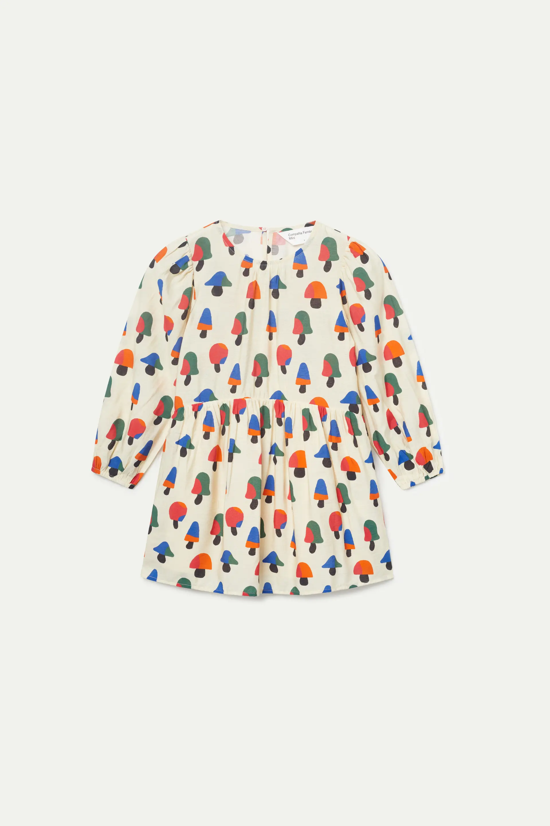 Vestido corto de niña estampado de setas multicolor - Image 2