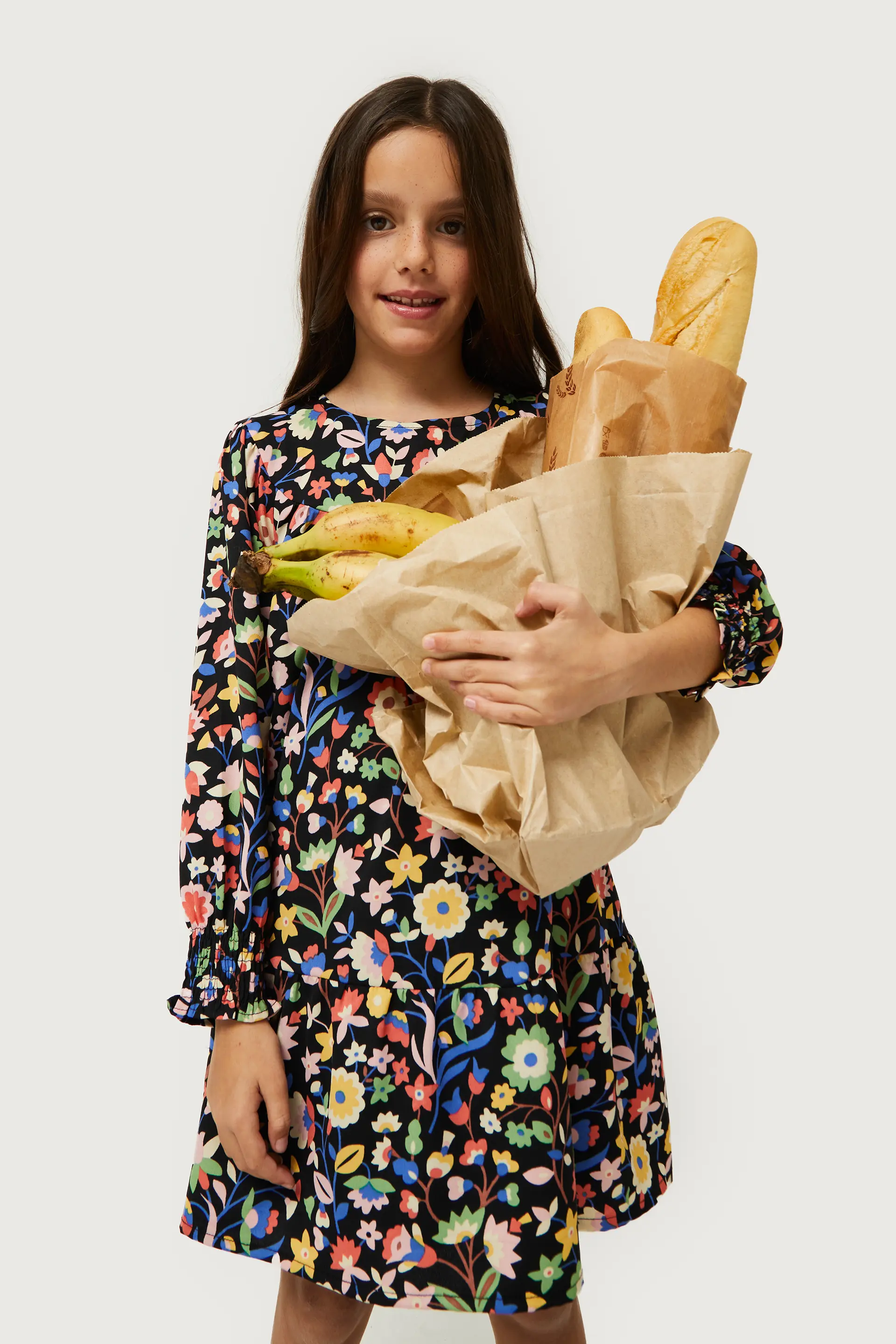 Vestido corto de niña estampado floral pequeño - Image 3