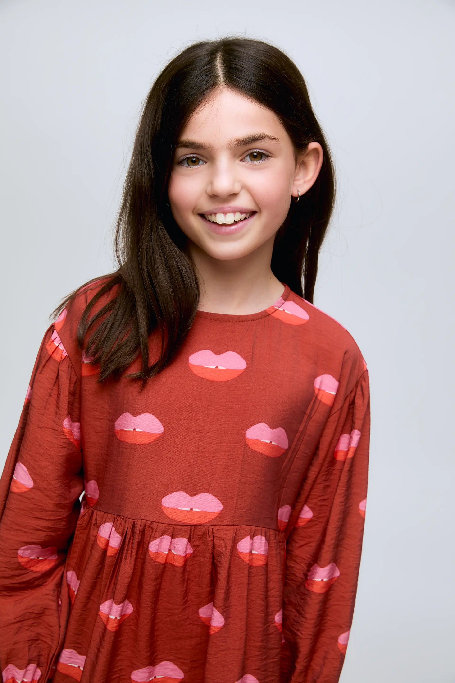 Vestido corto de niña estampado Lips - Image 3