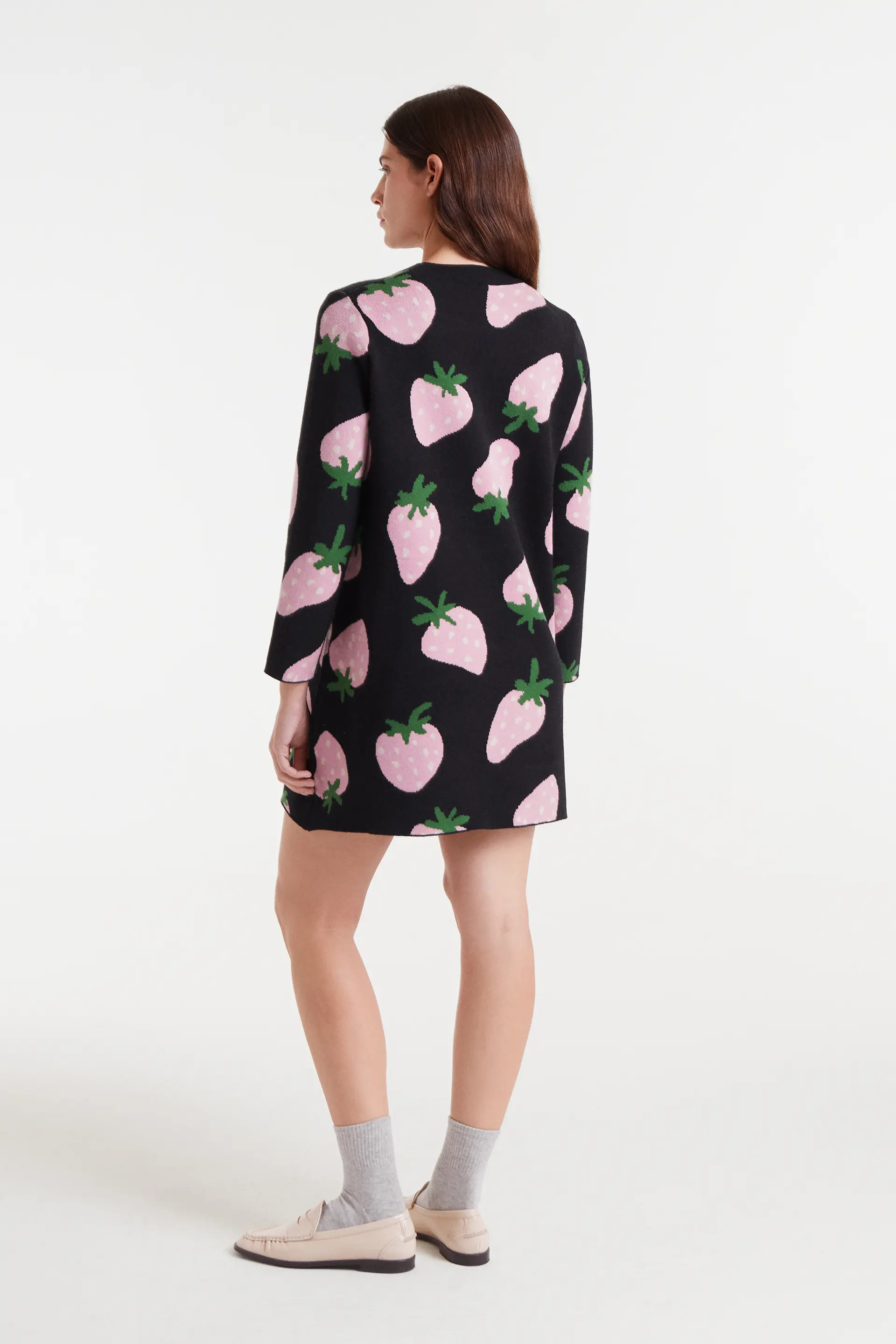 Vestido corto de punto jacquard con estampado Morango - Image 3