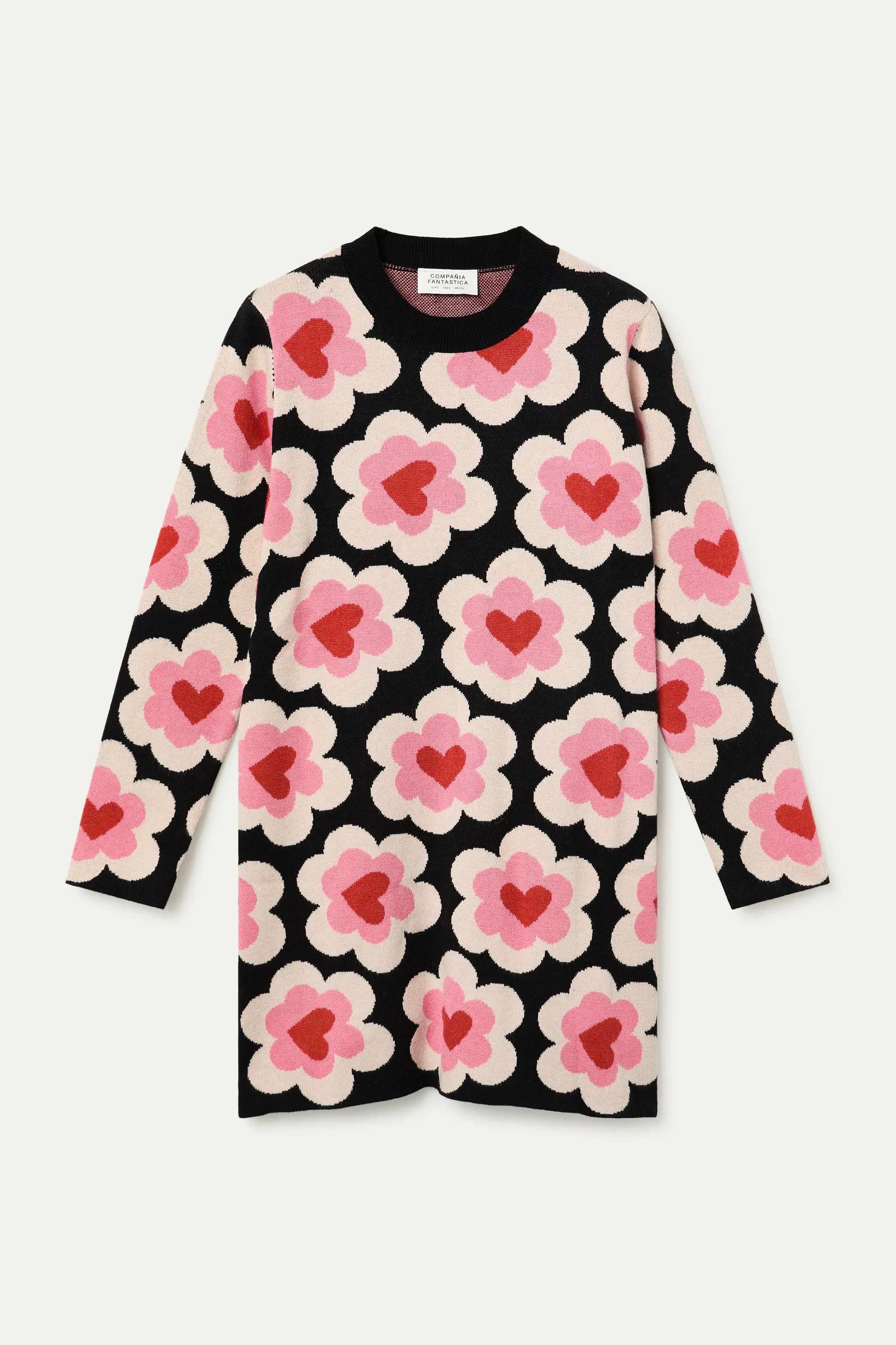 Vestido corto de punto jacquard con estampado SweetHeart - Image 2