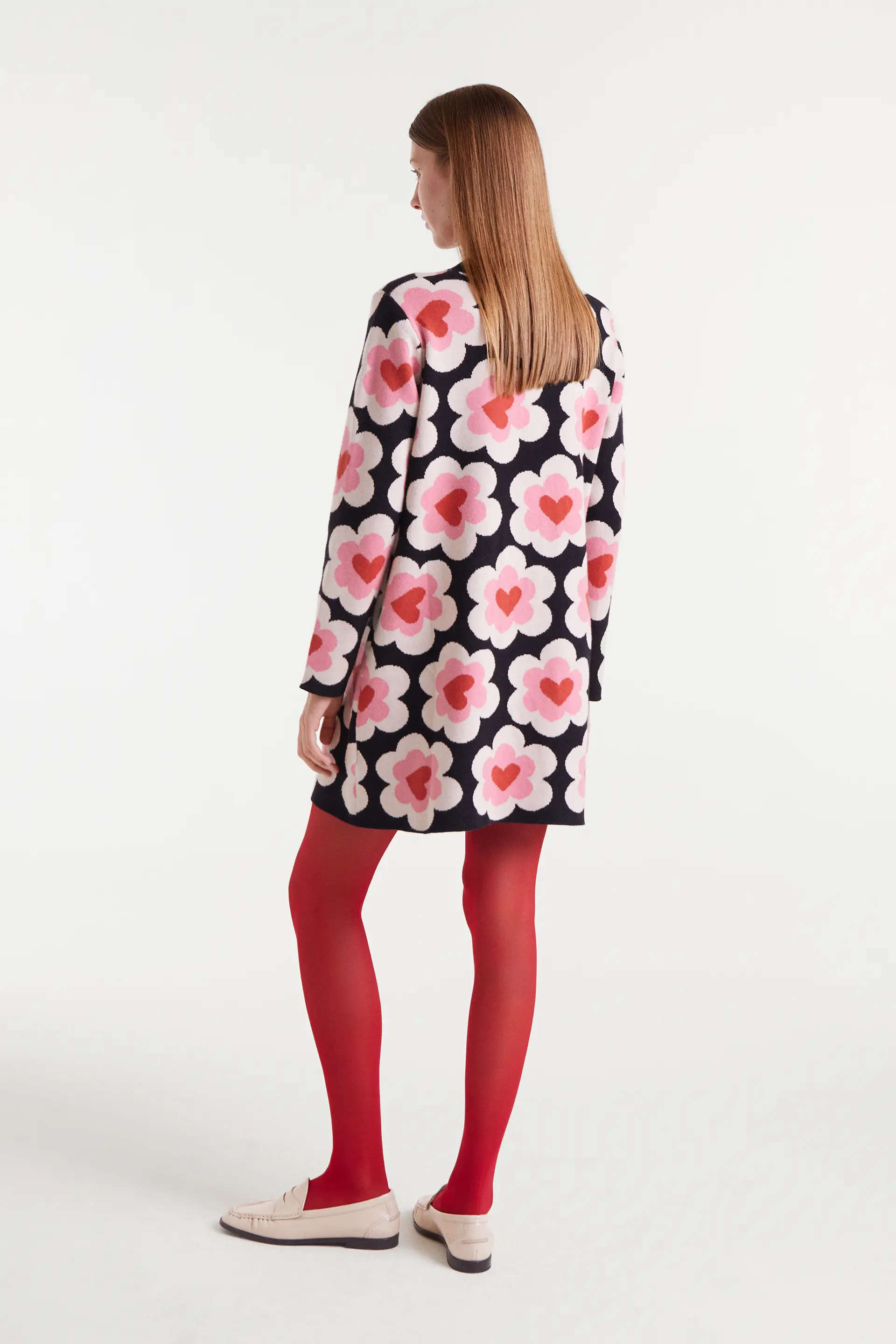 Vestido corto de punto jacquard con estampado SweetHeart - Image 3