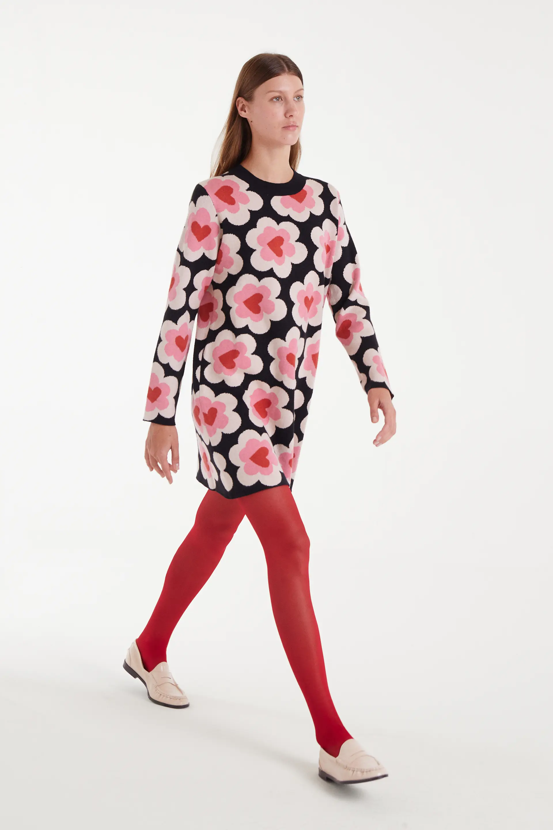 Vestido corto de punto jacquard con estampado SweetHeart - Image 5