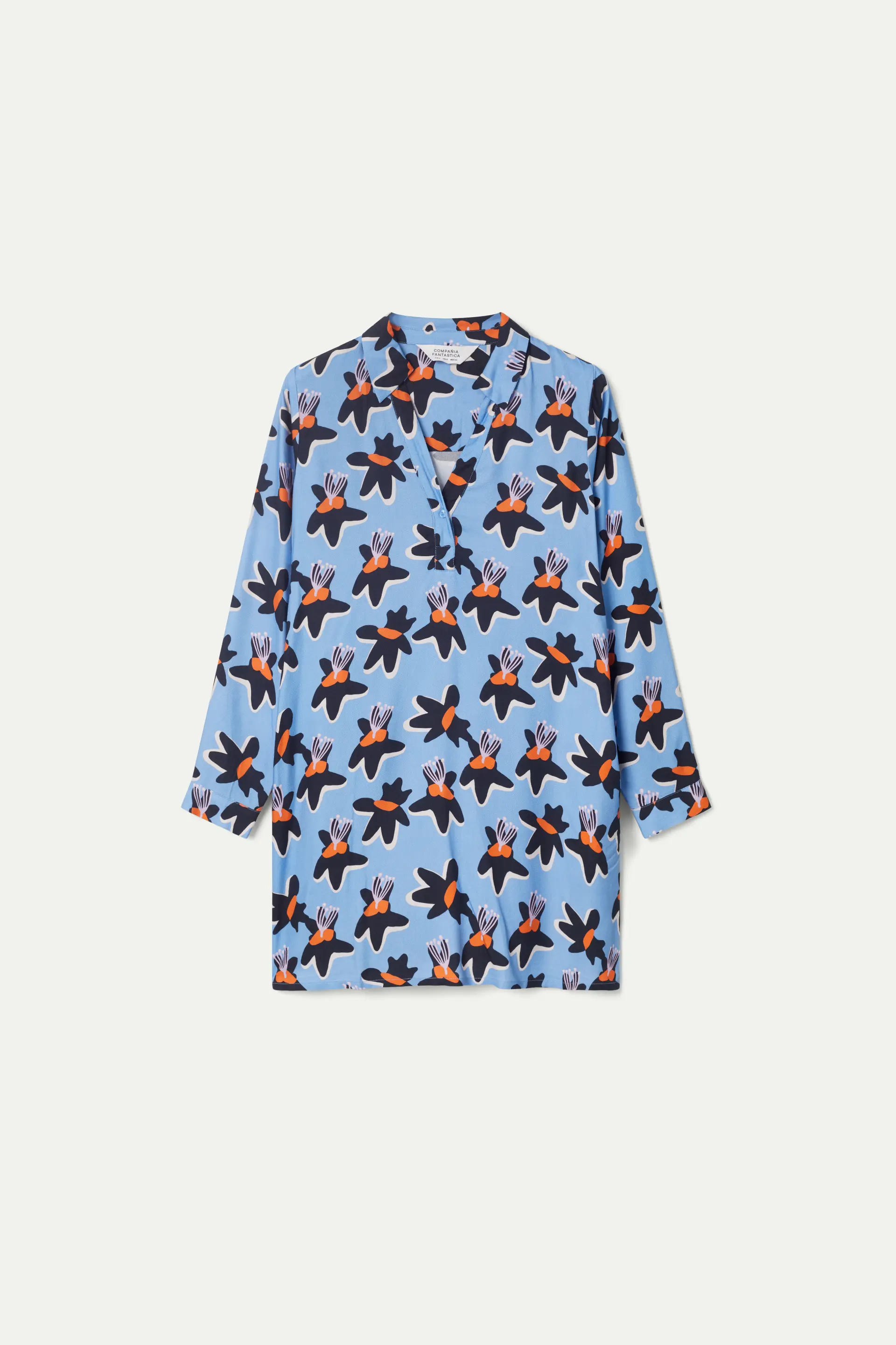 Vestido corto estampado floral Calatea azul - Image 2