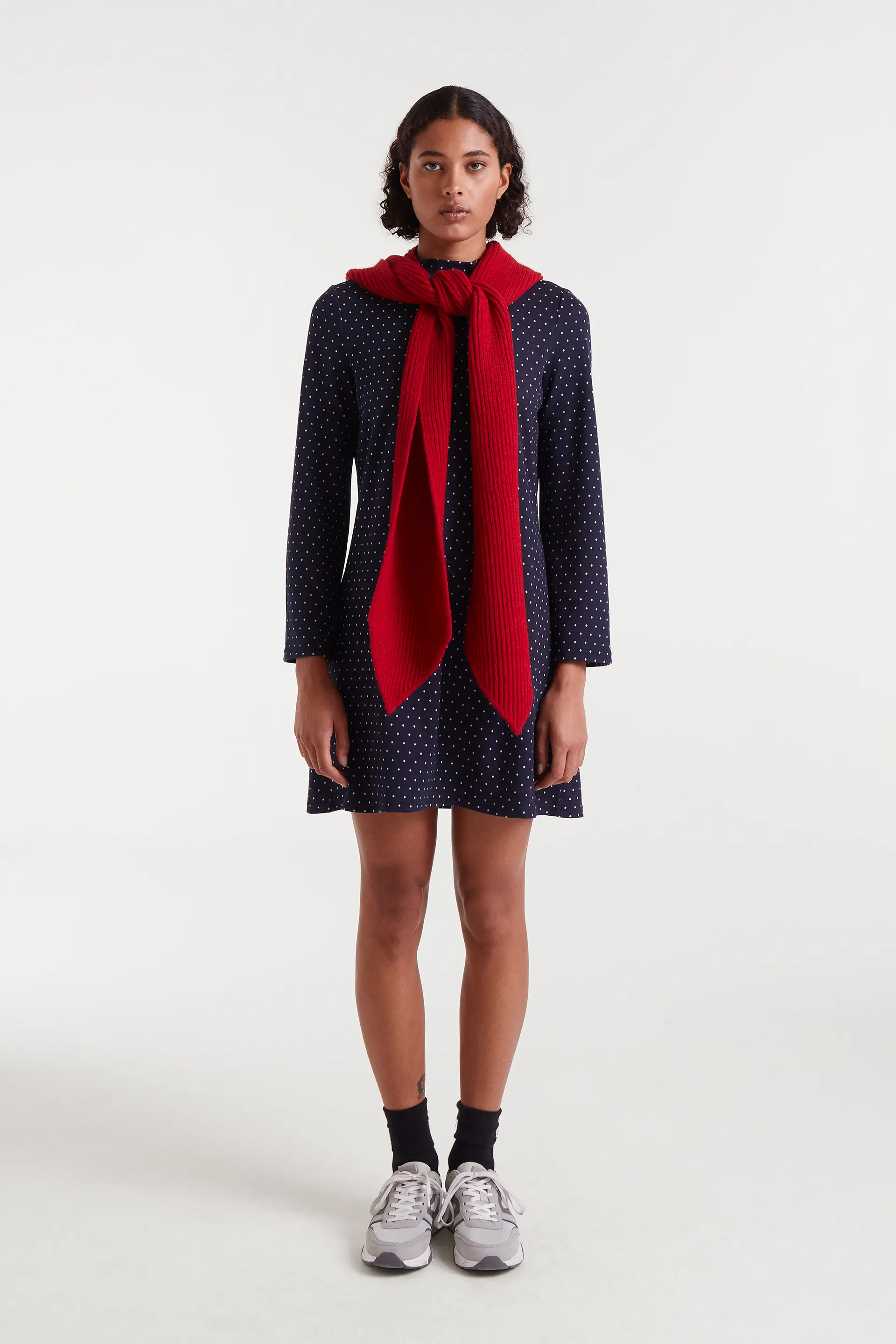 Vestido corto jacquard con estampado Super Mini Dots