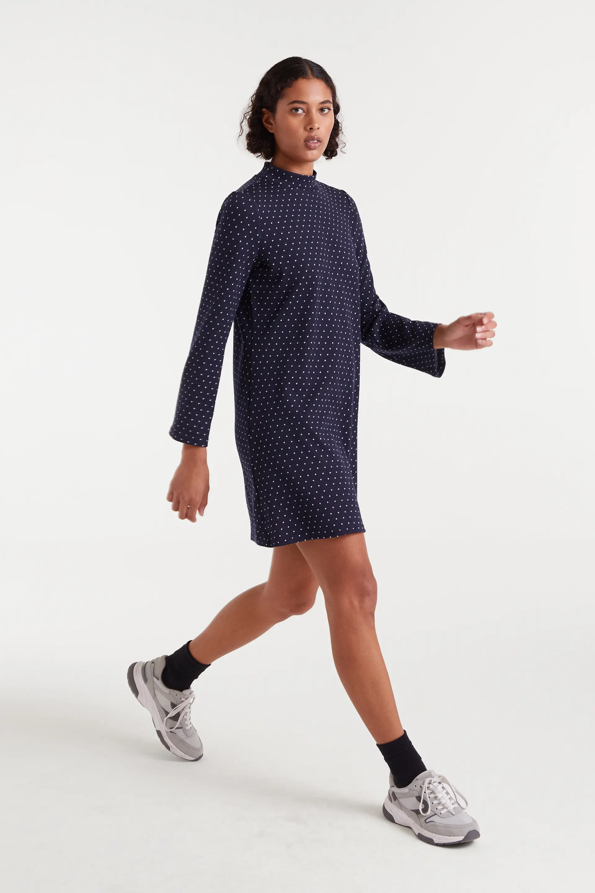 Vestido corto jacquard con estampado Super Mini Dots - Image 5