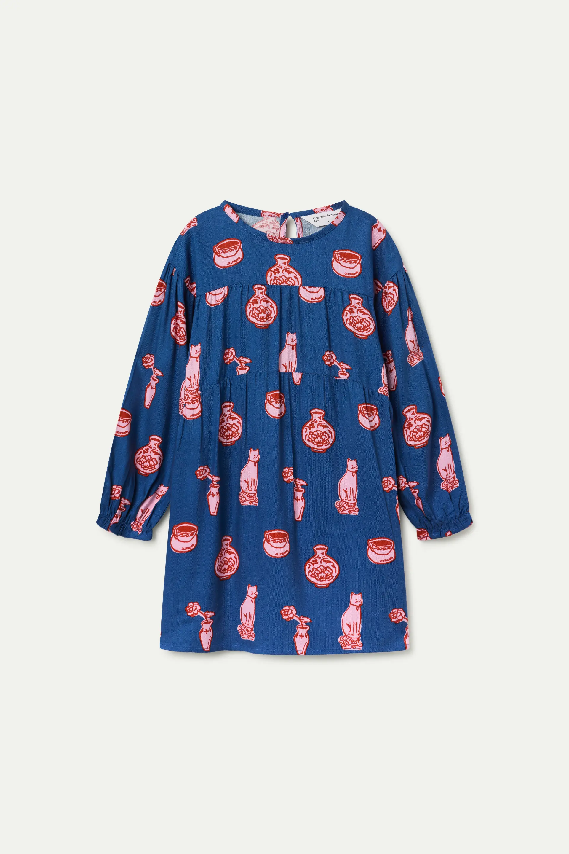 Vestido de niña de manga larga con estampado Porcelain - Image 2