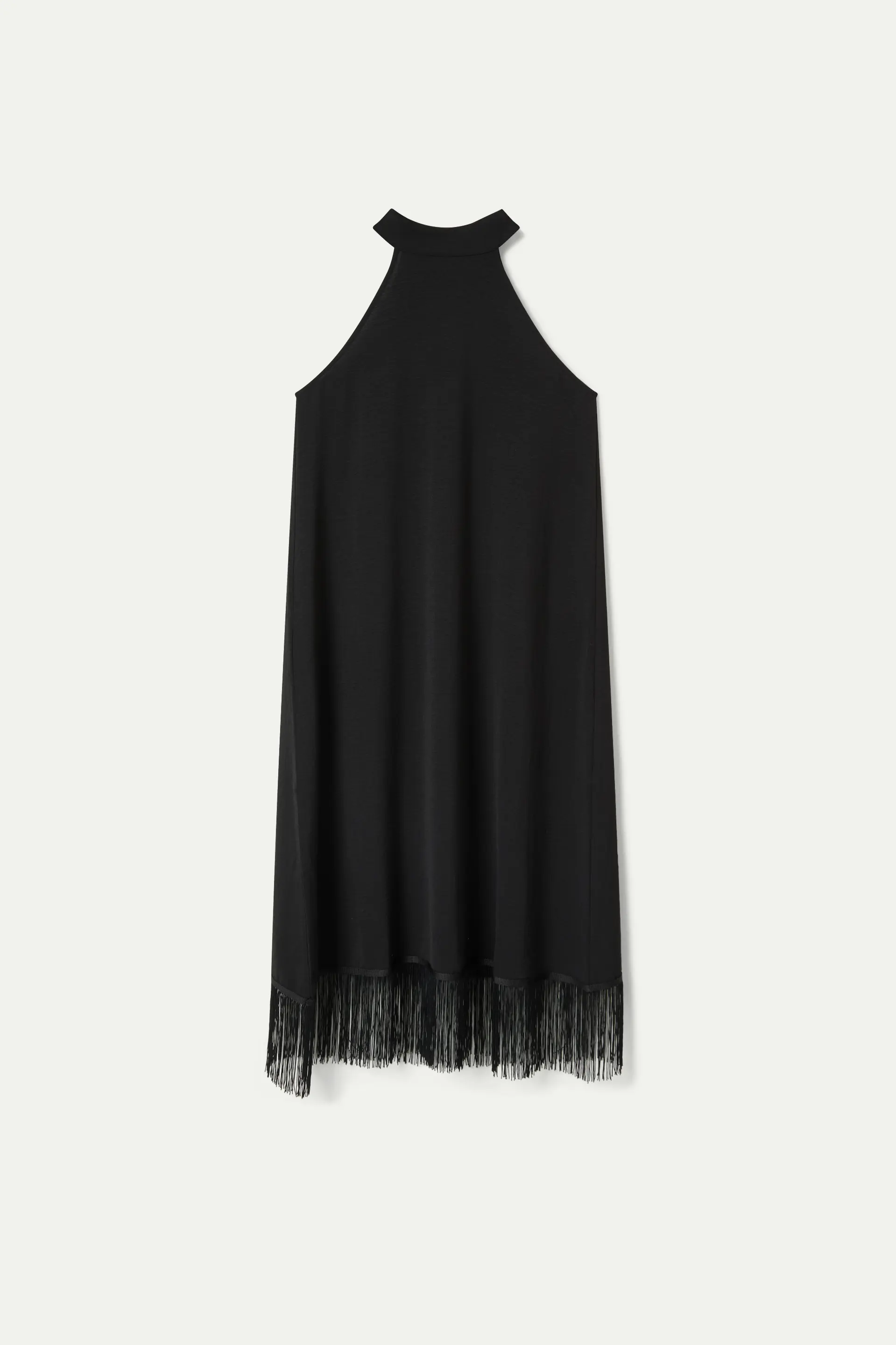 Vestido halter con flecos negro - Image 2