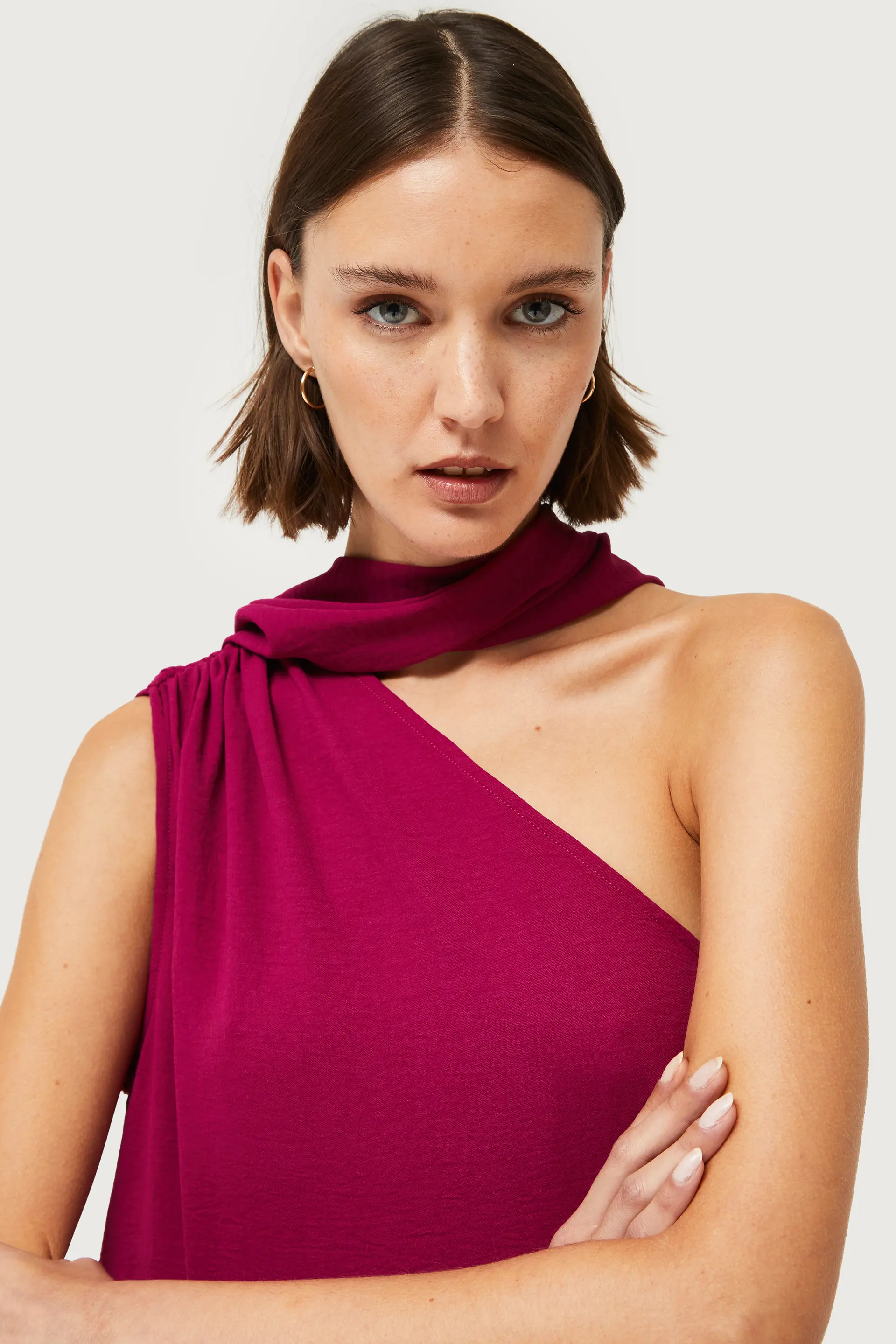 Vestido largo asimétrico fucsia - Image 3