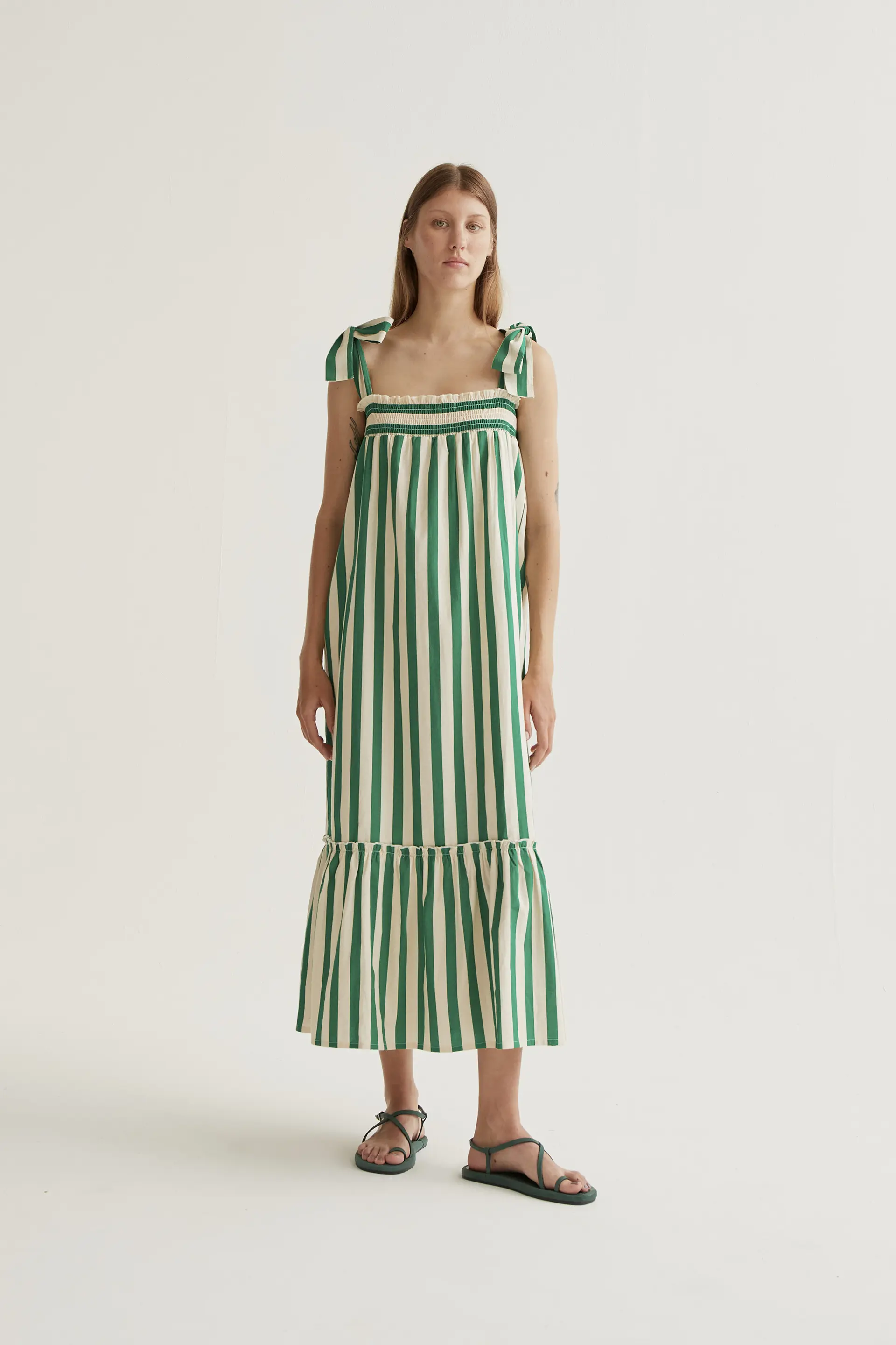 Vestido largo con estampado Bamboo Green