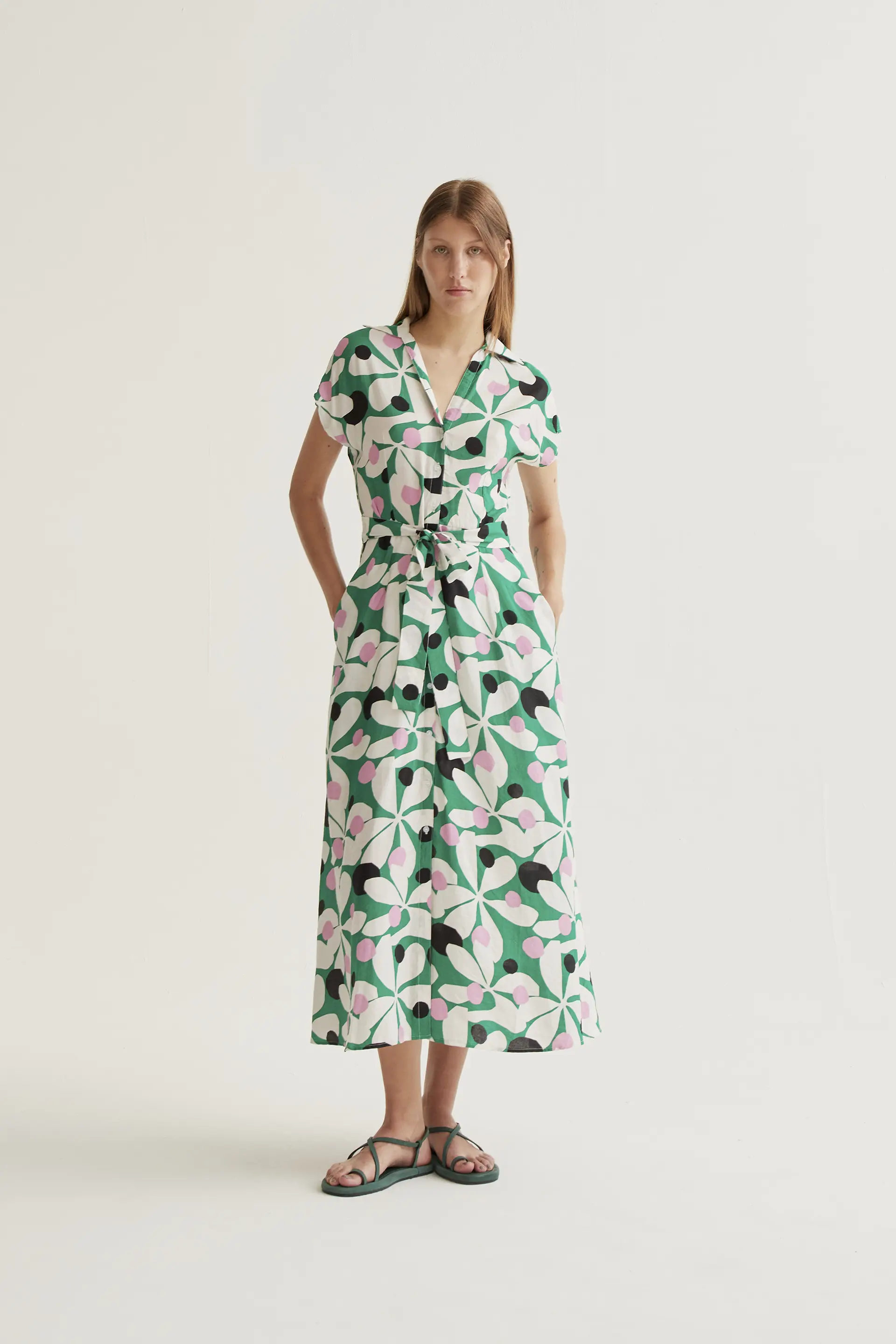 Vestido largo con estampado Hosta