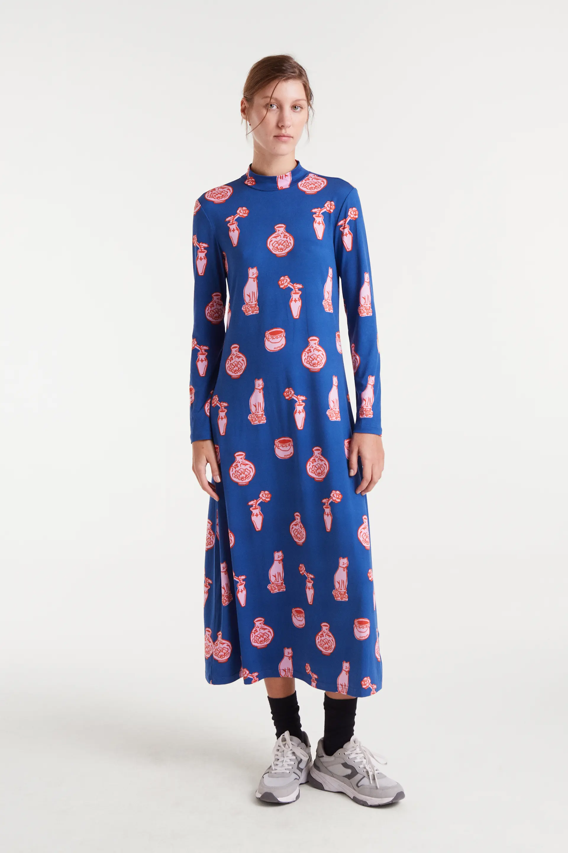 Vestido largo con estampado Porcelain