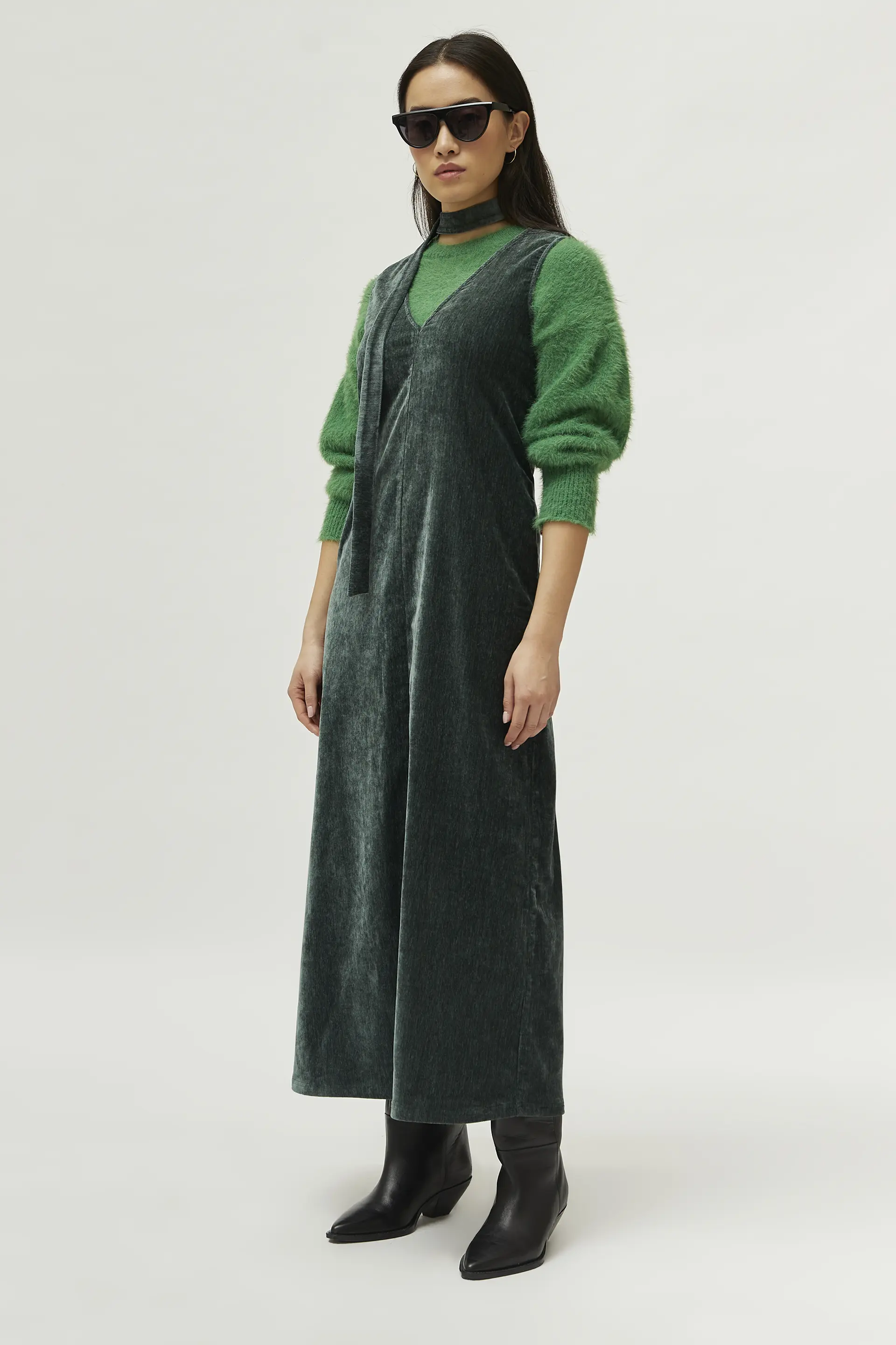 Vestido largo de chenilla verde - Image 3