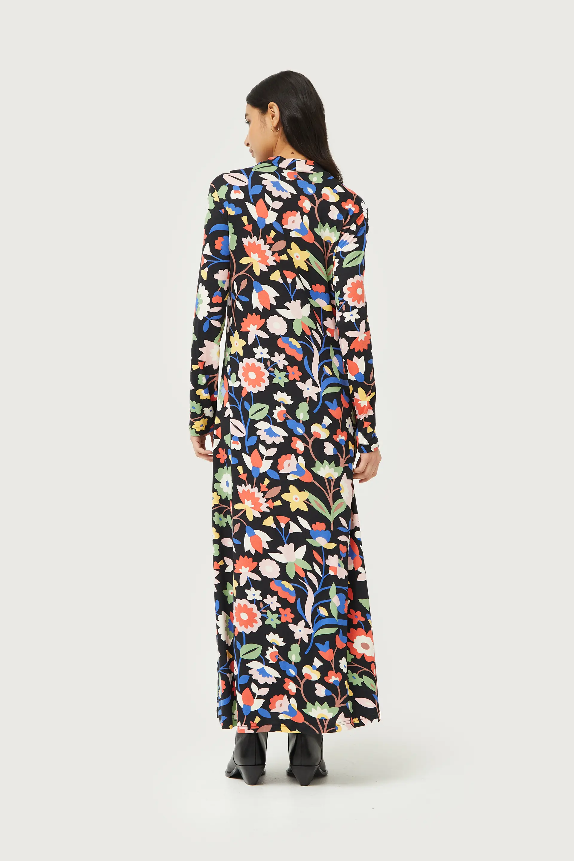 Vestido largo de punto estampado floral grande - Image 6