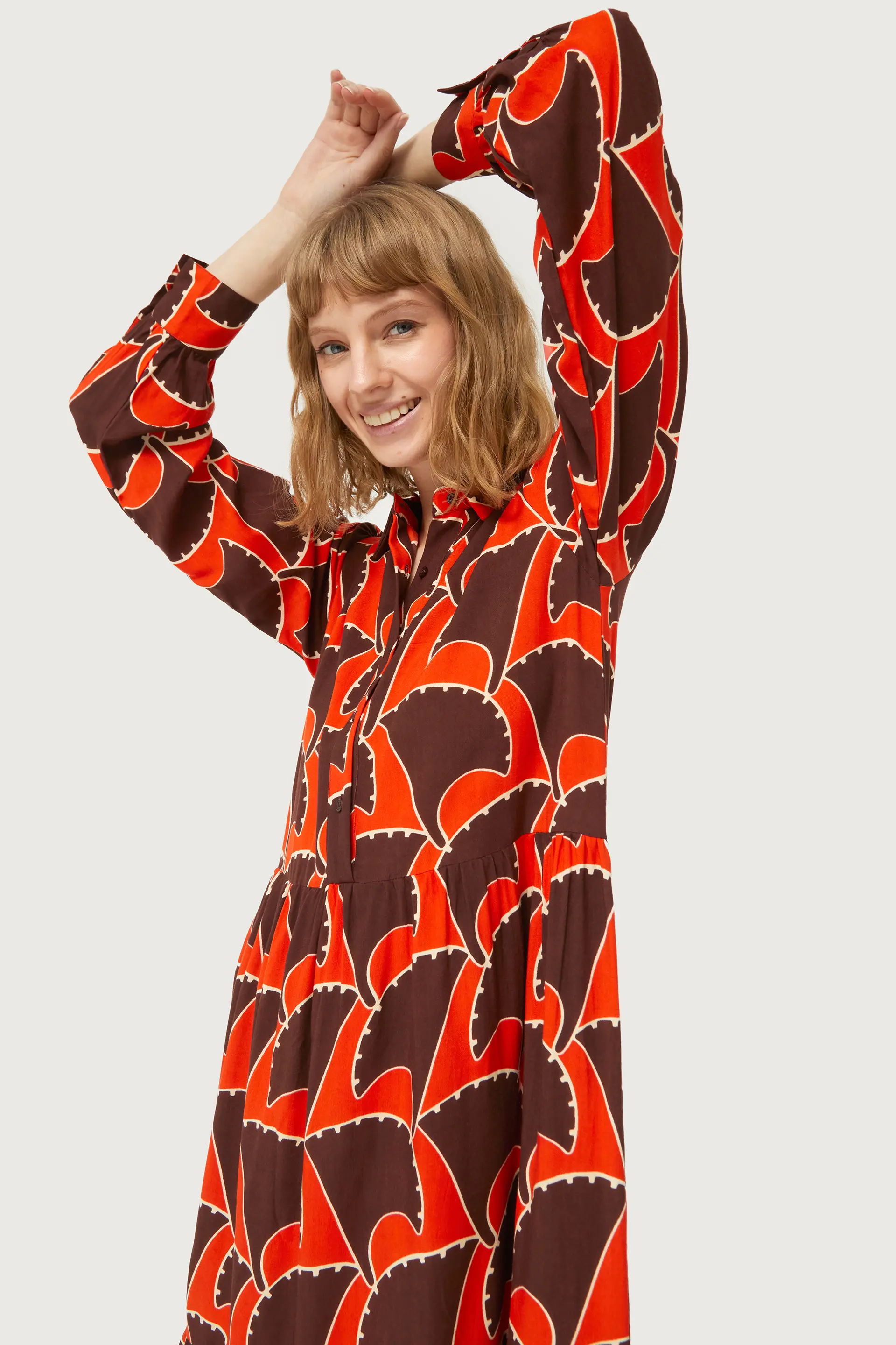 Vestido largo estampado geométrico Pai Pai - Image 3