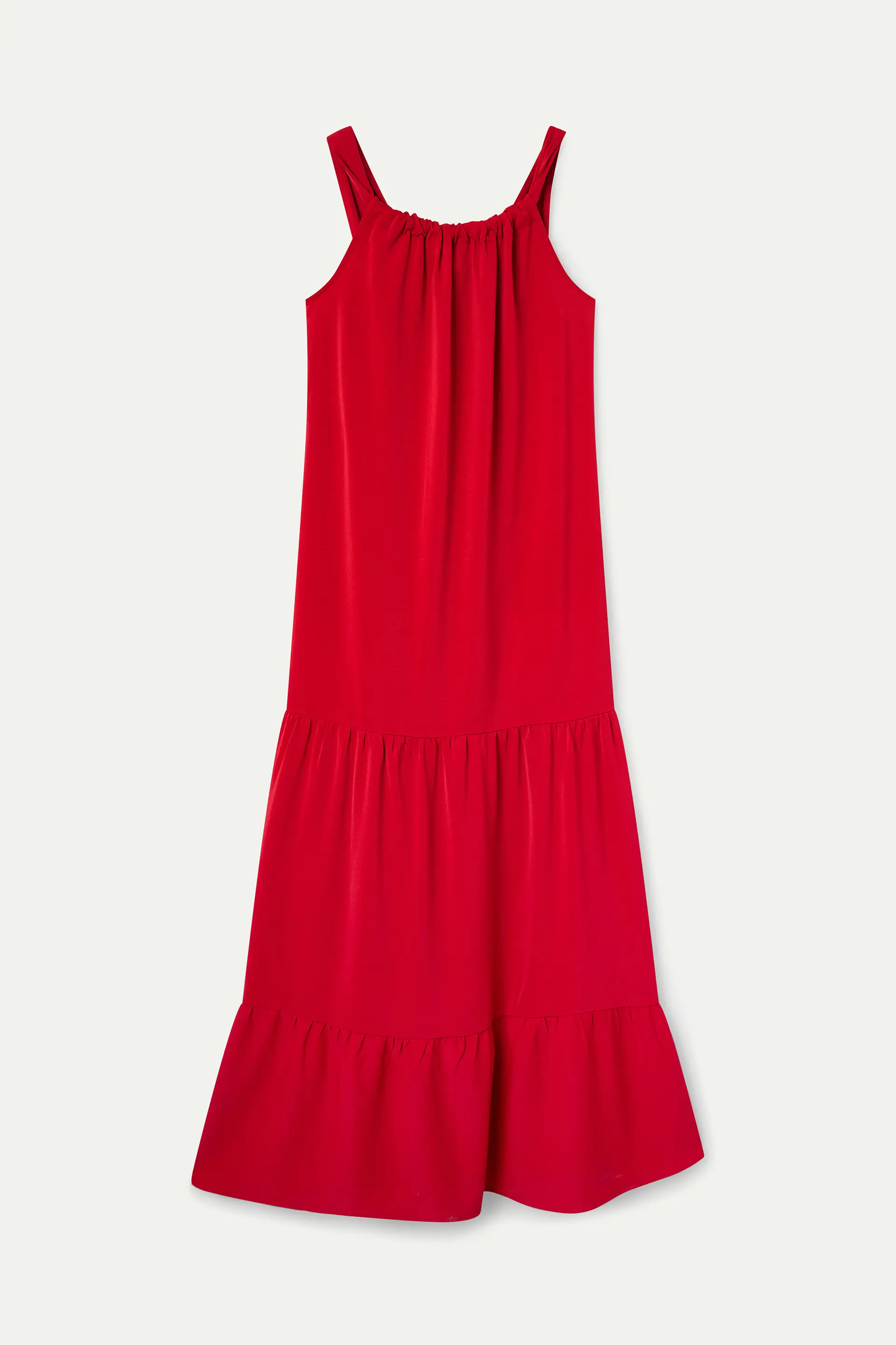 Vestido largo rojo con escote redondo - Image 2