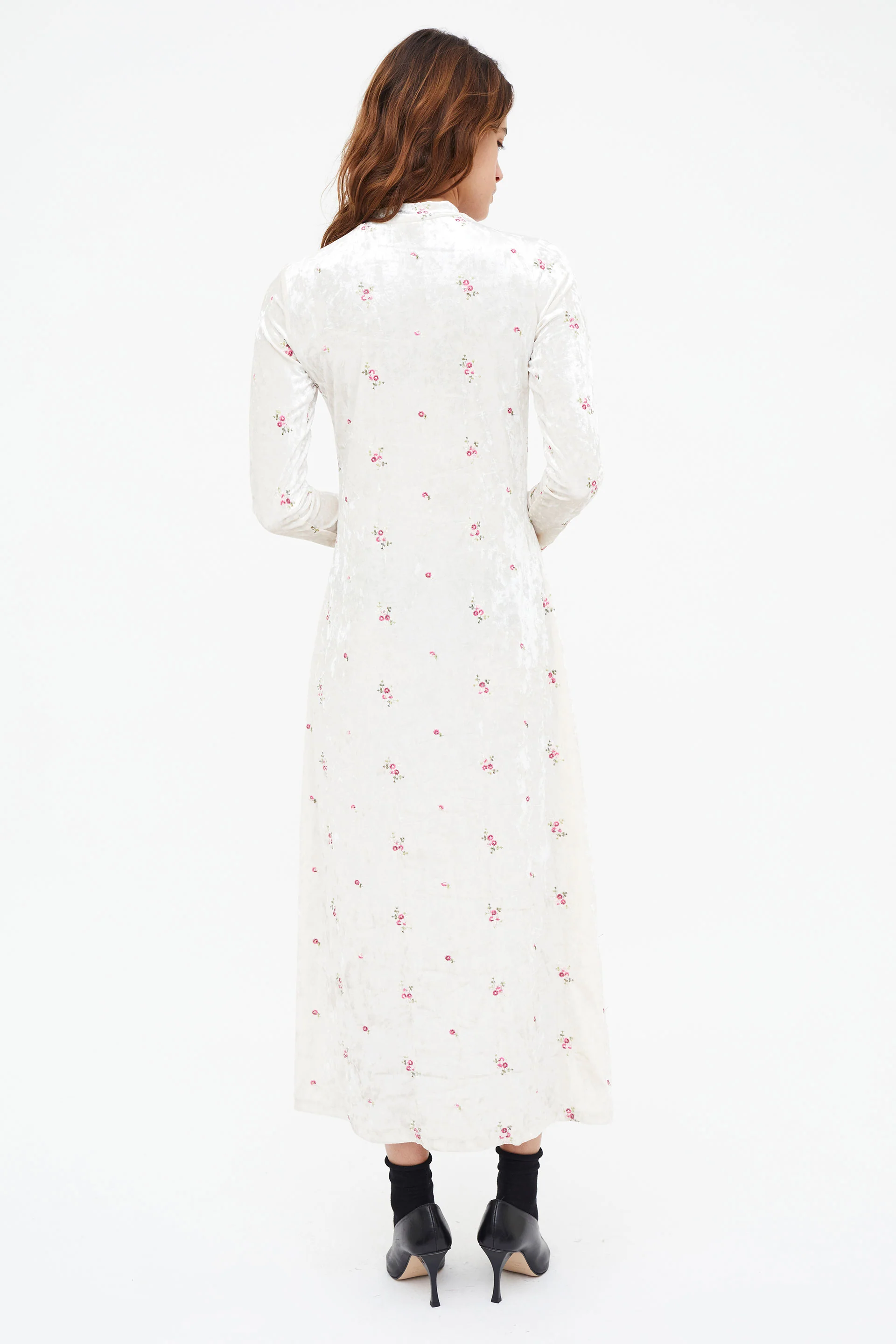 Vestido largo terciopelo con bordado floral - Image 2