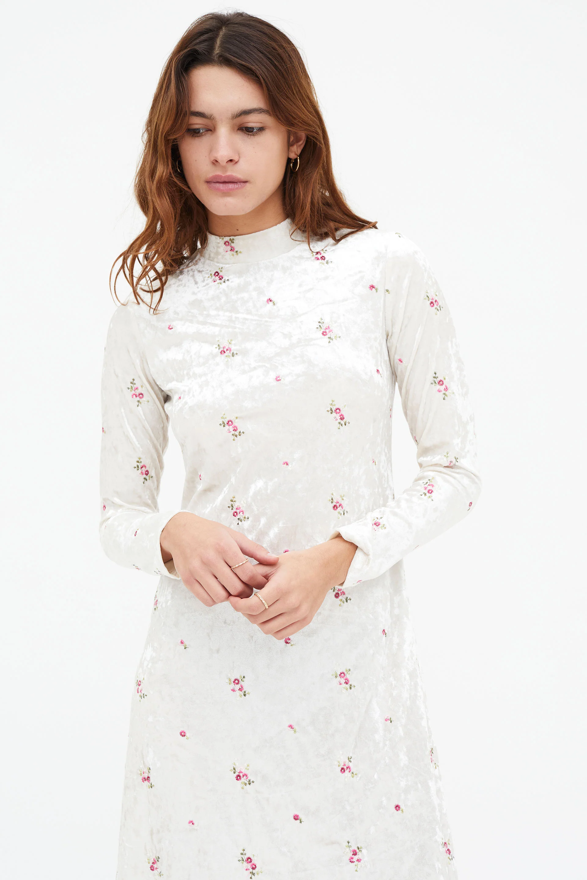 Vestido largo terciopelo con bordado floral - Image 3